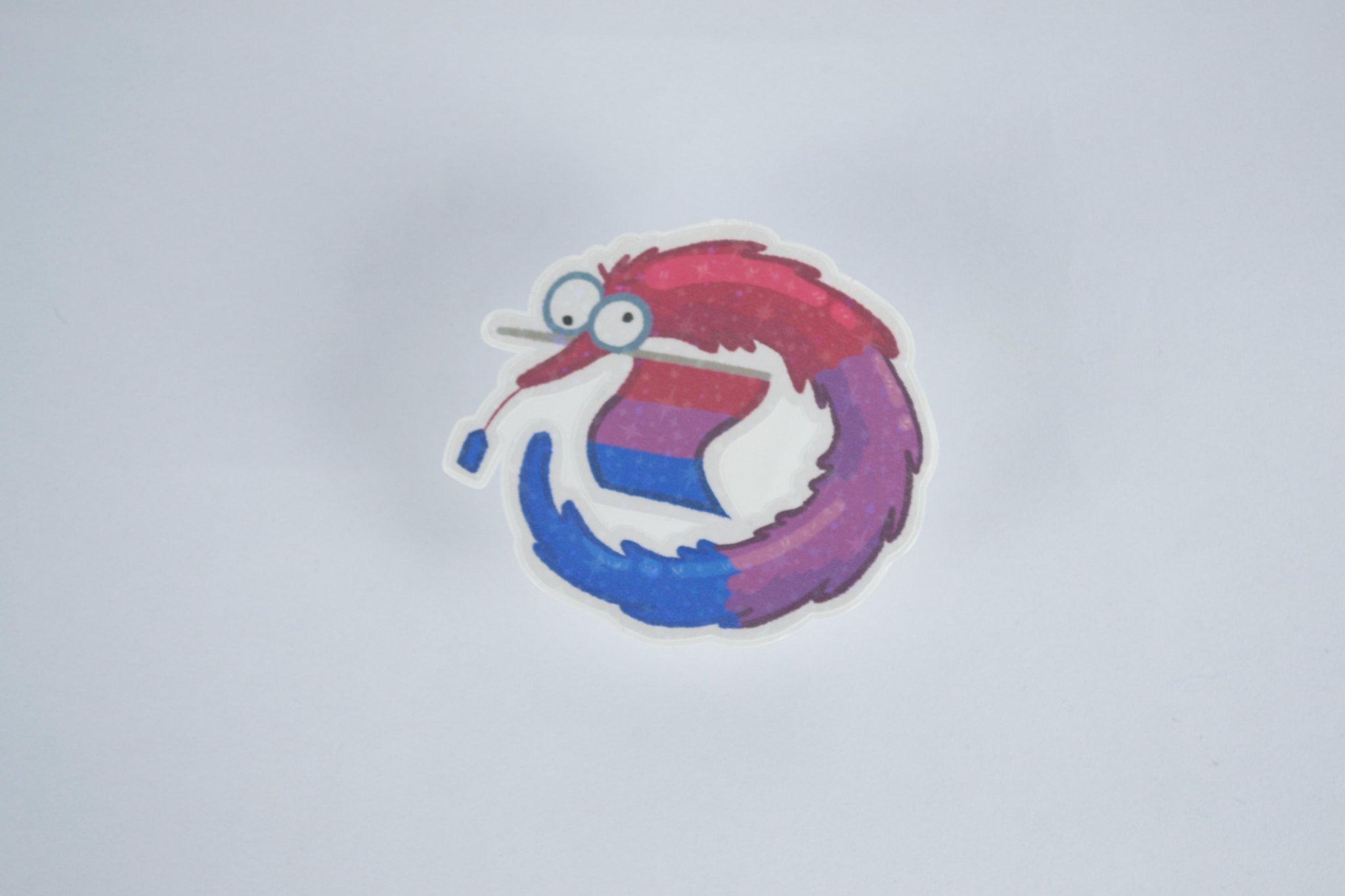 Bi-Sexual Pride Worm on a String Holographic Sticker