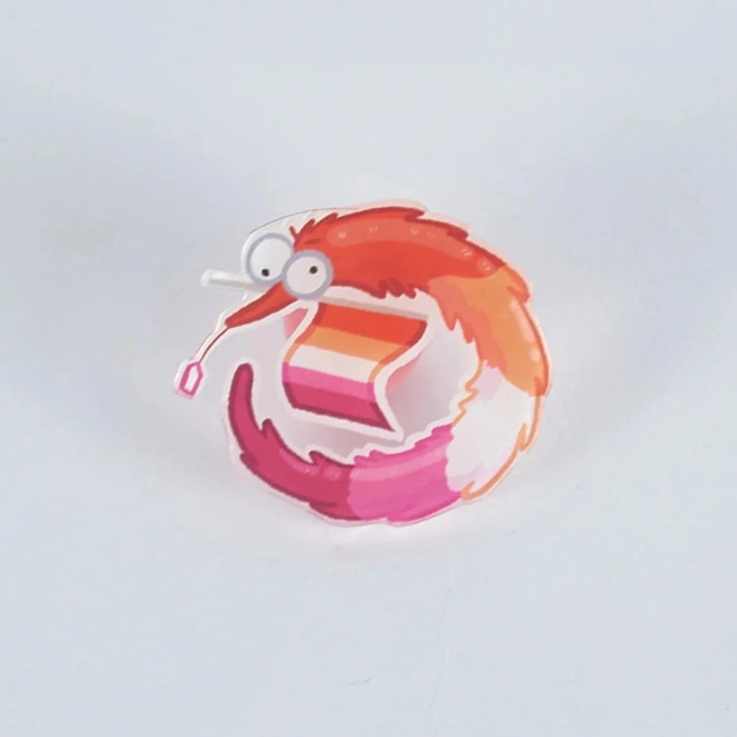 Lesbian Pride Worm on a String Pin