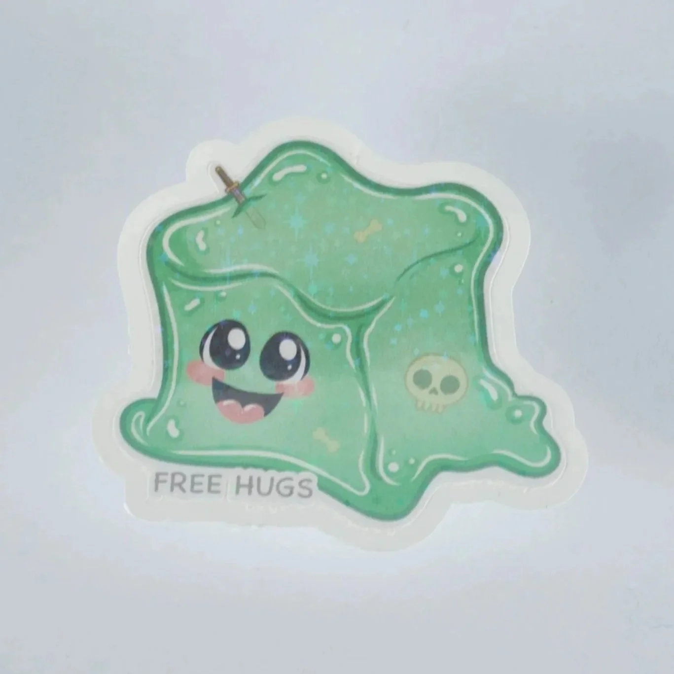 Free Hugs Gelatinous Cube Holographic Sticker