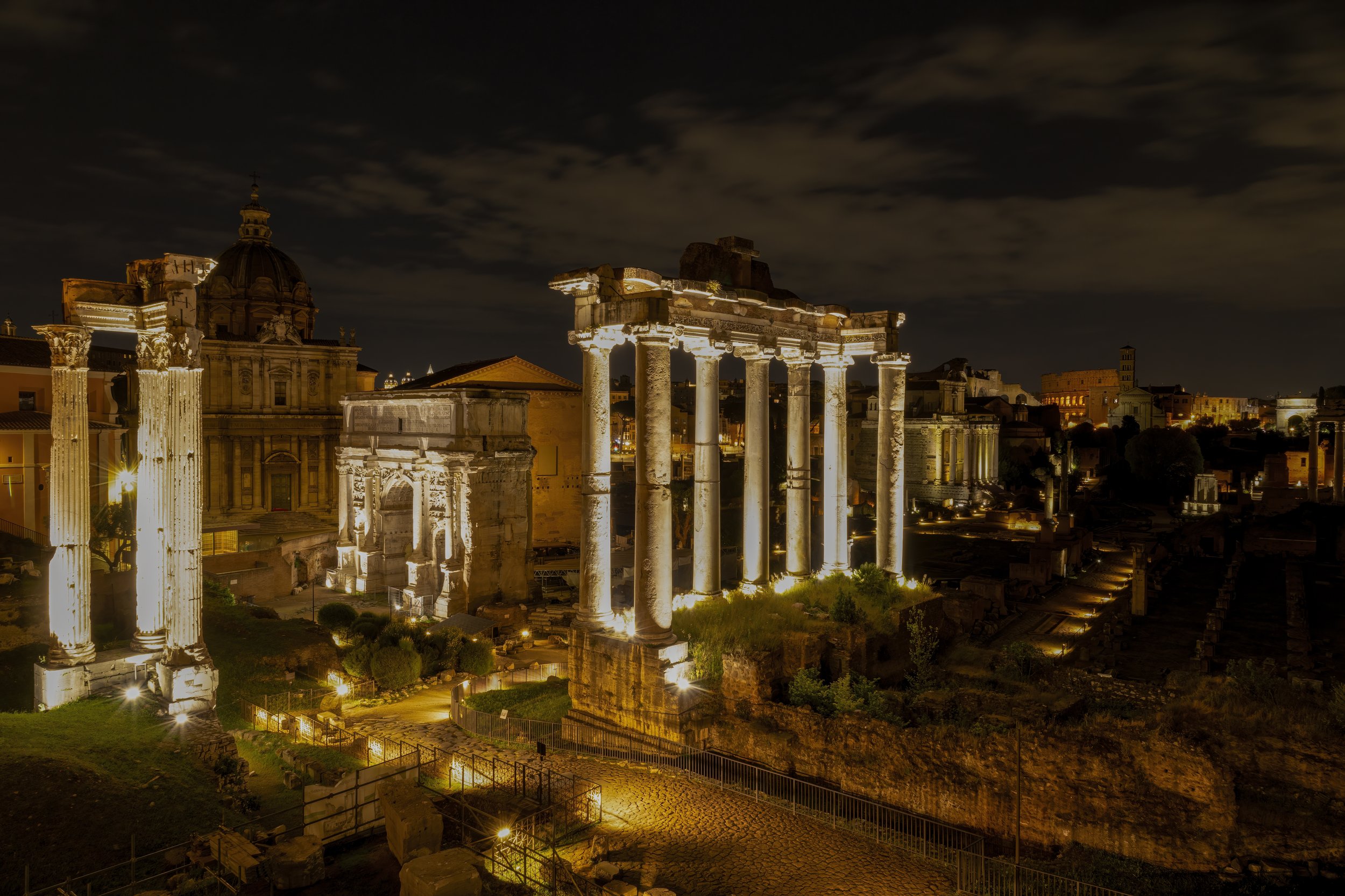 Roman Forum at night, Rome
