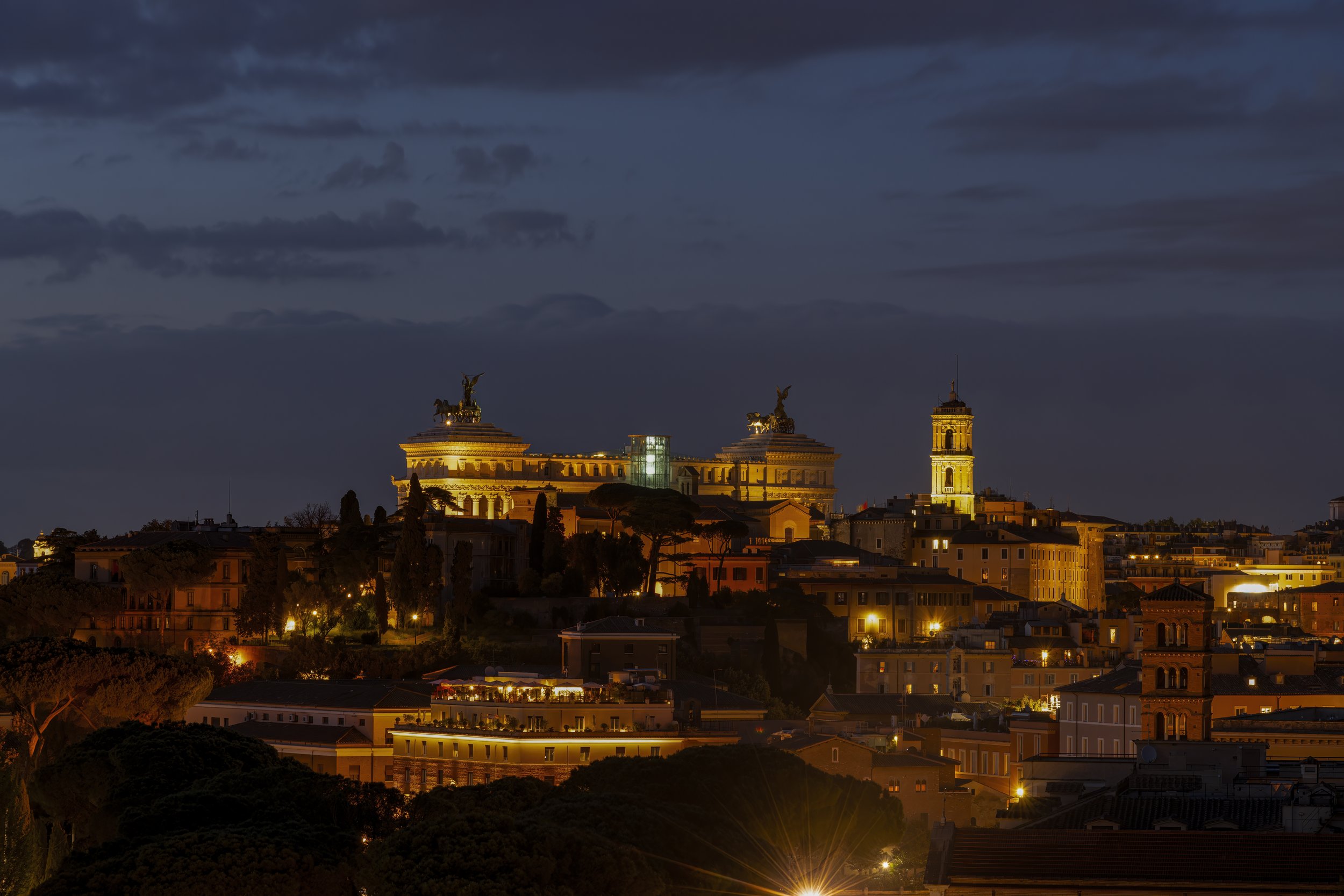 Night View of Victor Emmanuel II Monument from the Orange Garden