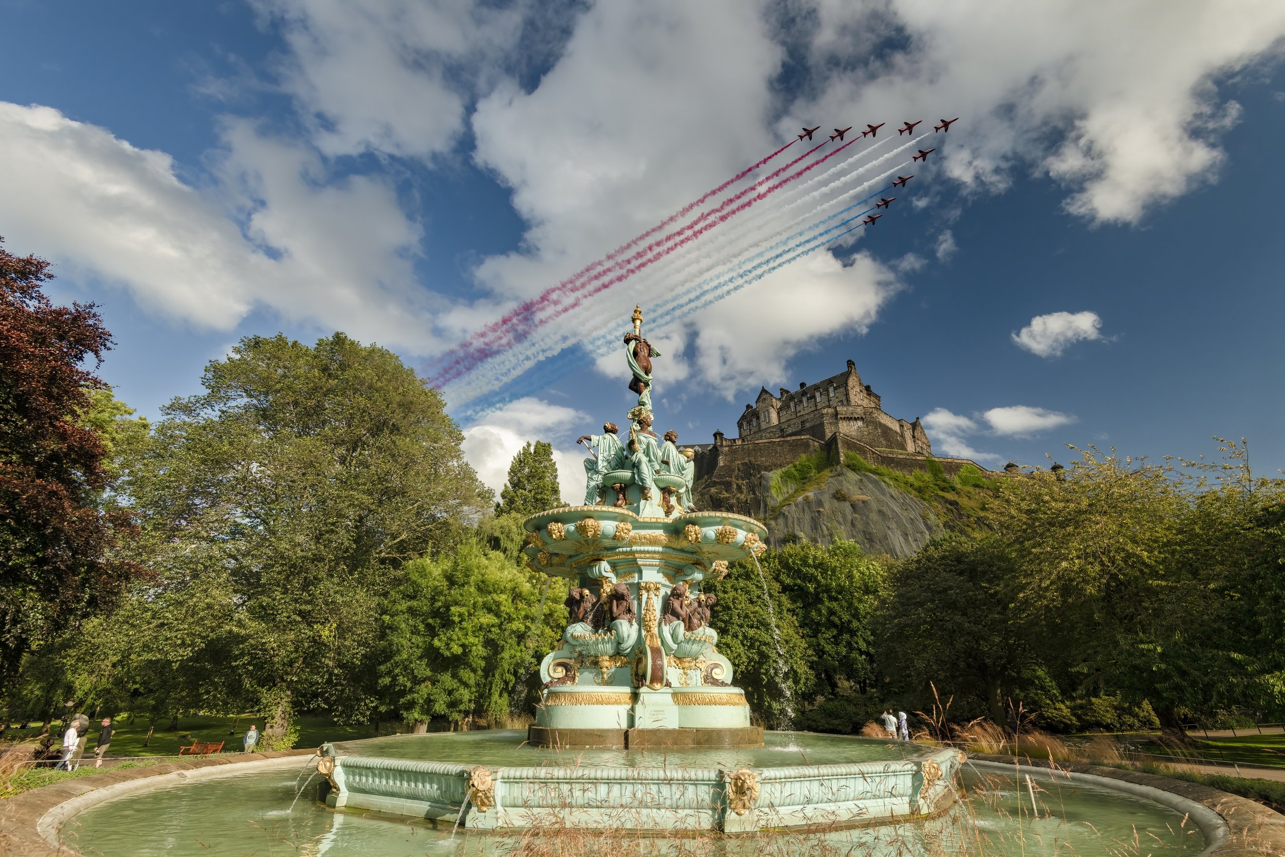 Red Arrows over Edinburgh Castle