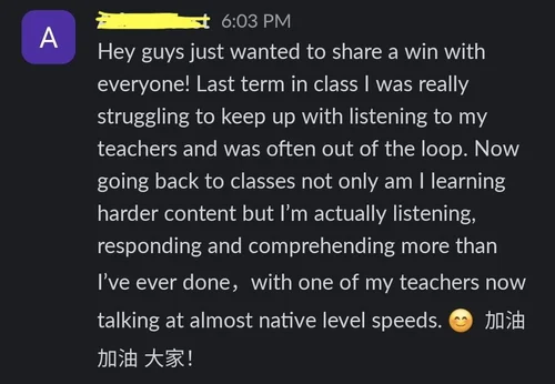 Student testimonial