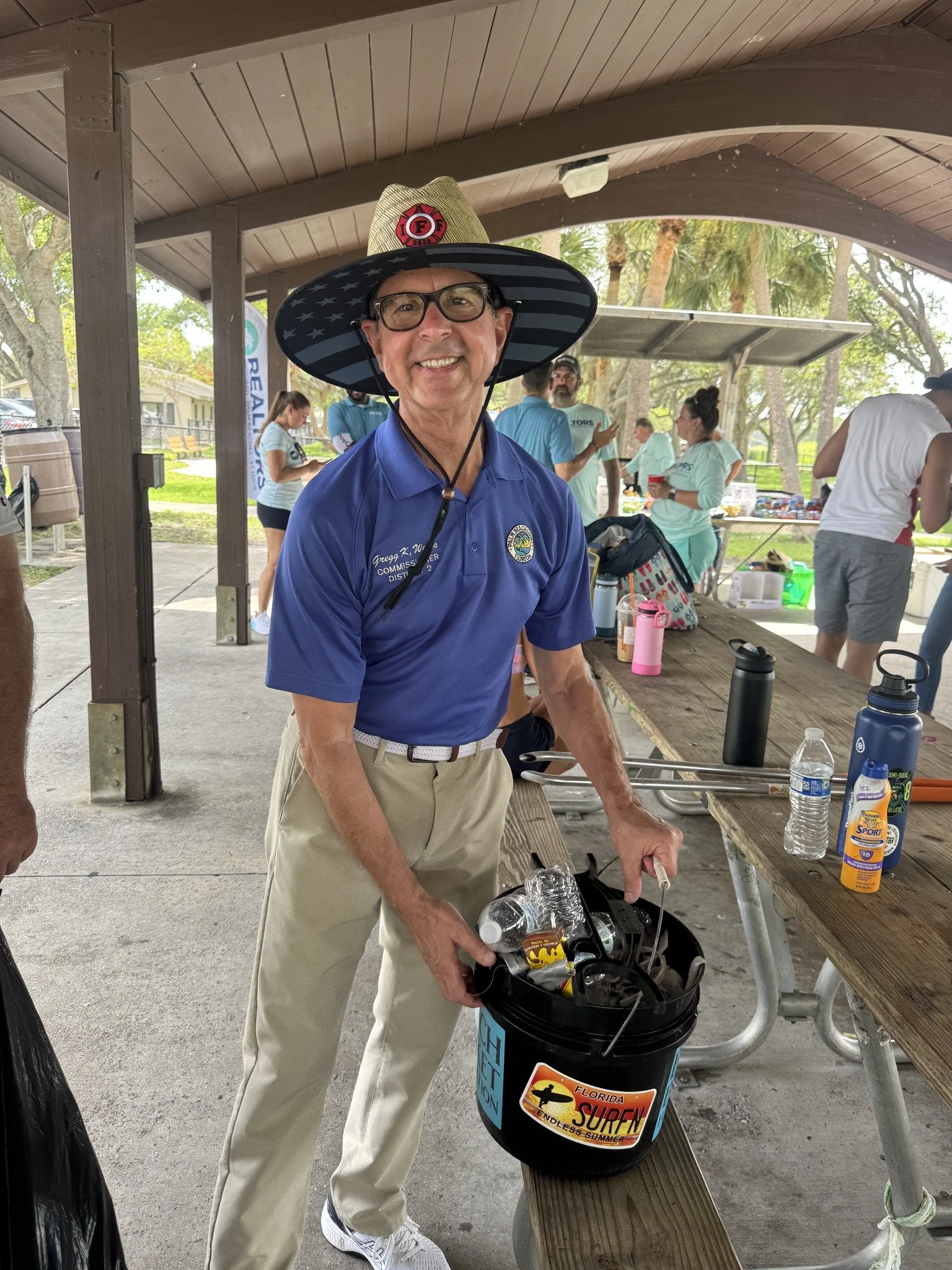 Elected official picking up trash