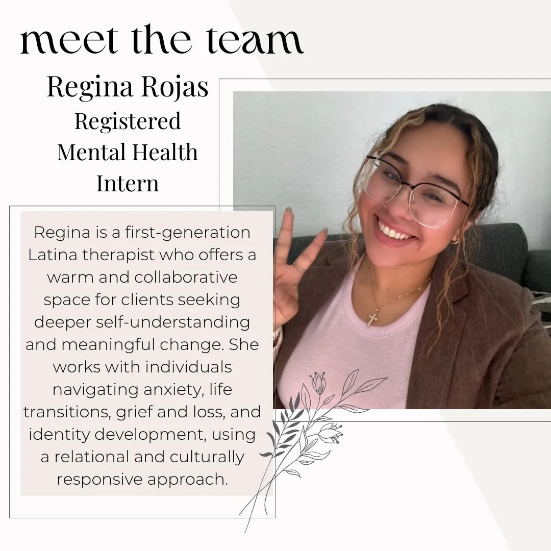 ✨ Meet Regina

Regina Rojas is a Registered Mental Health Counselor Intern at Authentic Growth Counseling. As a first-generation Latina therapist, Regina brings warmth, cultural awareness, and a collaborative presence to her work with clients.

She w