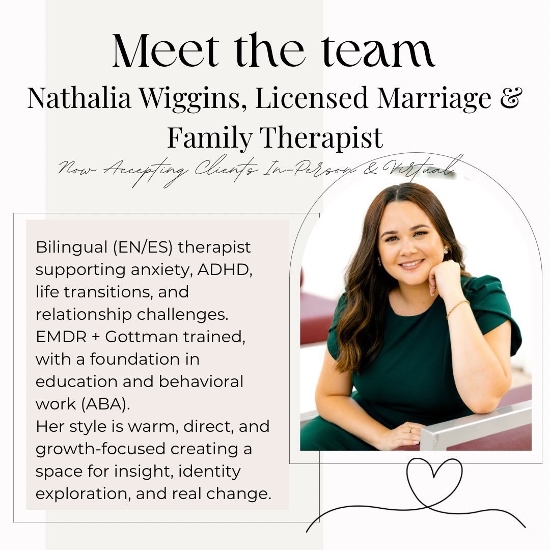 We&rsquo;re so excited to welcome Nathalia Andrade Wiggins, LMFT to Authentic Growth Counseling 🤍

Nathalia is a bilingual (EN/ES) therapist who brings a warm, direct, and grounded approach to her work. She specializes in anxiety, ADHD, life transit