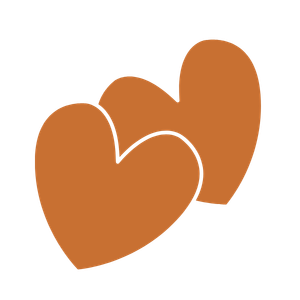 Two brown hearts overlapping each other.