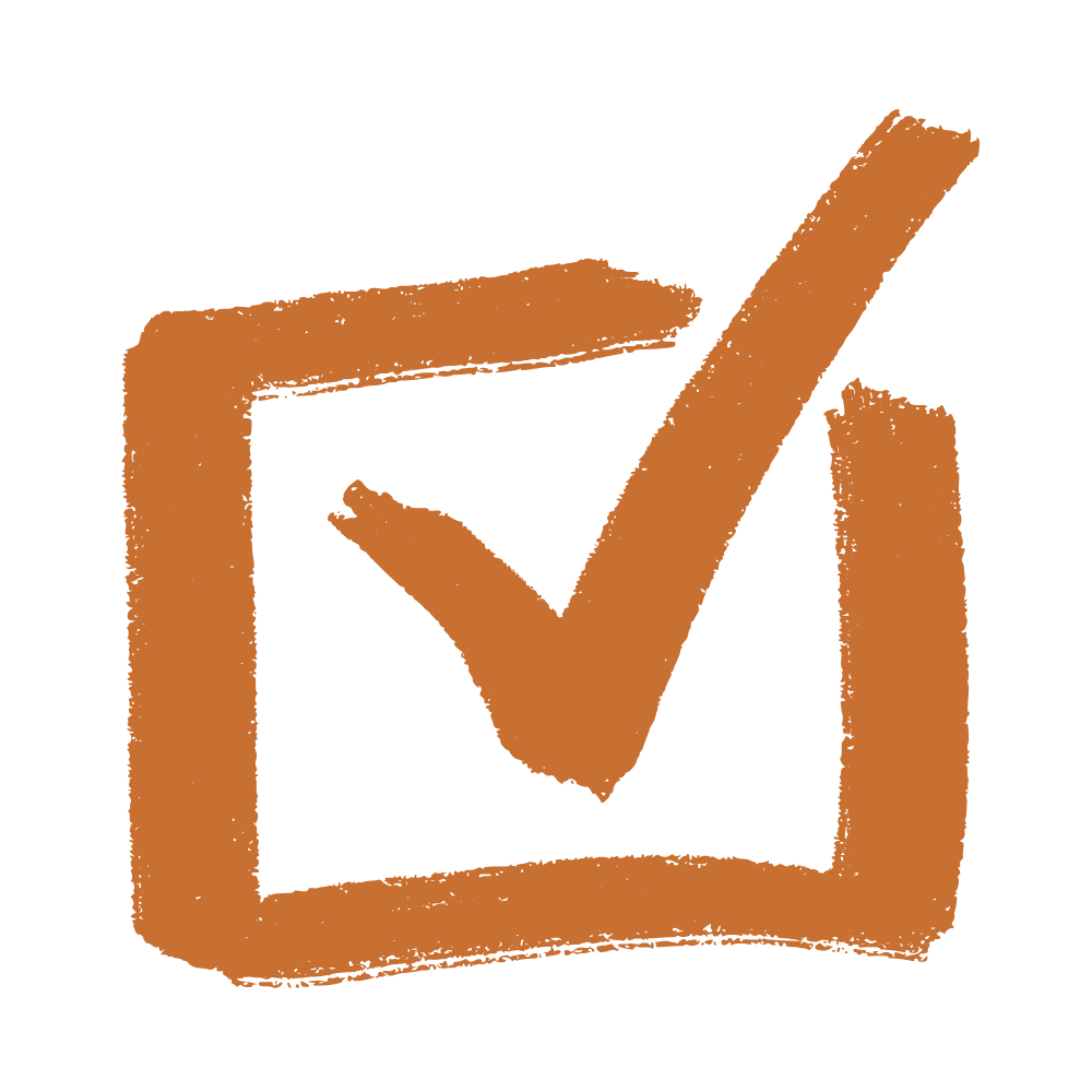 A checkmark inside a square box, representing a completed or approved task.