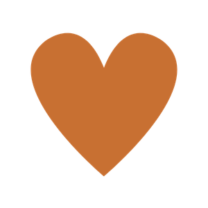 A large brown heart with a smaller black heart behind it.