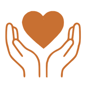 Two hands gently holding a heart.