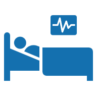Icon of a person lying in a hospital bed connected to a monitor with an electrocardiogram line