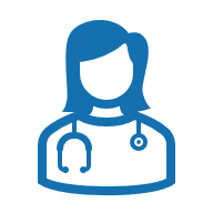 Icon of a female doctor wearing a stethoscope