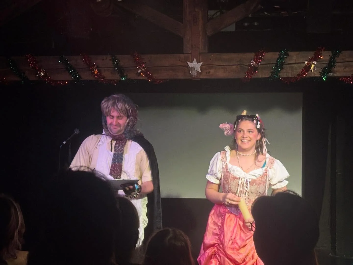 A super silly night of seasonal fun, celebrating Clemass @thepleasance with @rosalieminnitt @trisjrobinson @kathykathymm @dominicmcgovern Alice Cockayne @joznorris @abbygovindan with chaos manager @laoiseholohan