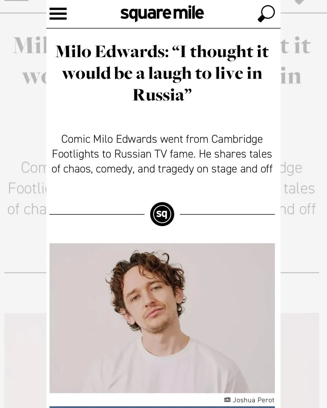 Great splash on @milo_edwards in @squaremile online at https://squaremile.com/culture/comedy/milo-edwards-comedian/

Milo is on tour with the acclaimed 'How Revolting! Sorry to Offend' stopping at @nordenfarm 6/9, @cambridgejunction 21/9, @artsattheo