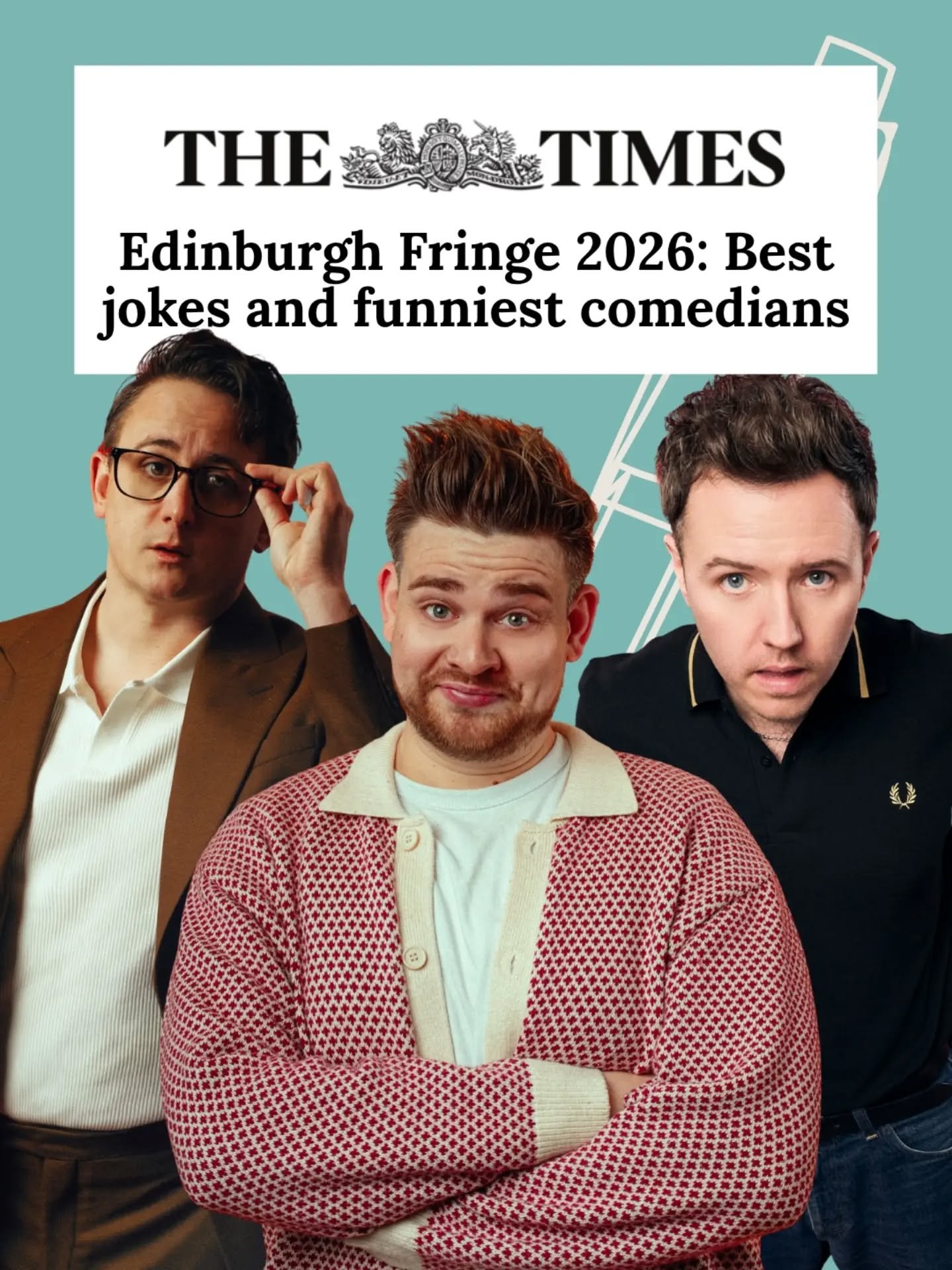 Chris Cantrill, Ollie Horn and Adam Flood added to The Times Best Jokes and Funniest Comedians of the Edinburgh Fringe 2026!

#EdFringe #EdinburghFringe2026 #ComedyPR #EdFringeRecommendations #StandUpComedy