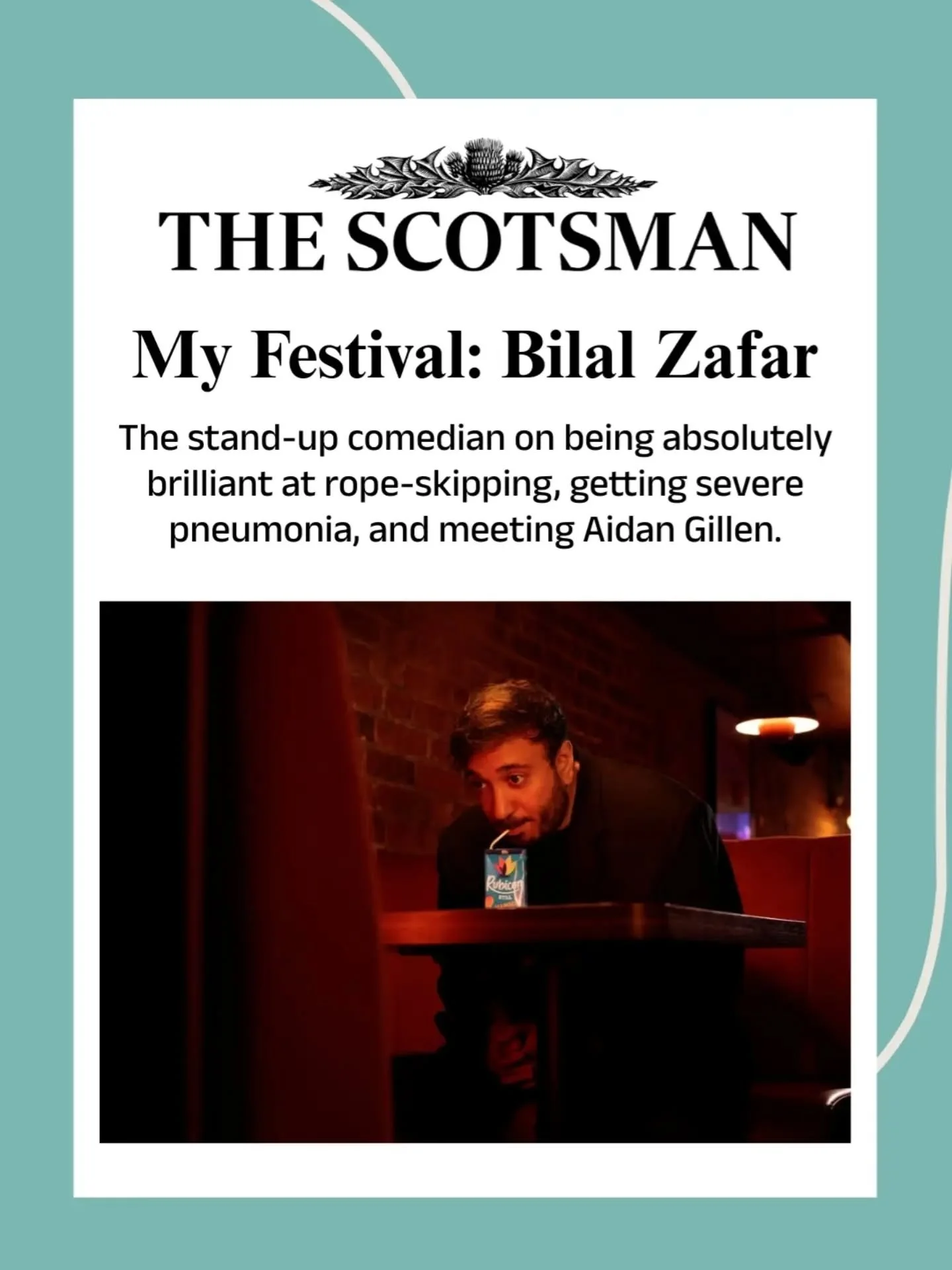 Lovely interview with Bilal Zafar in The Scotsman!

Bilal Zafar: Rubicon
20:30 | Underbelly Bristo Square

Catch Bilal's brilliantly fun show every day at Underbelly Bristo Square, and find his press pack on the Textual Healing PR website. (Link in b