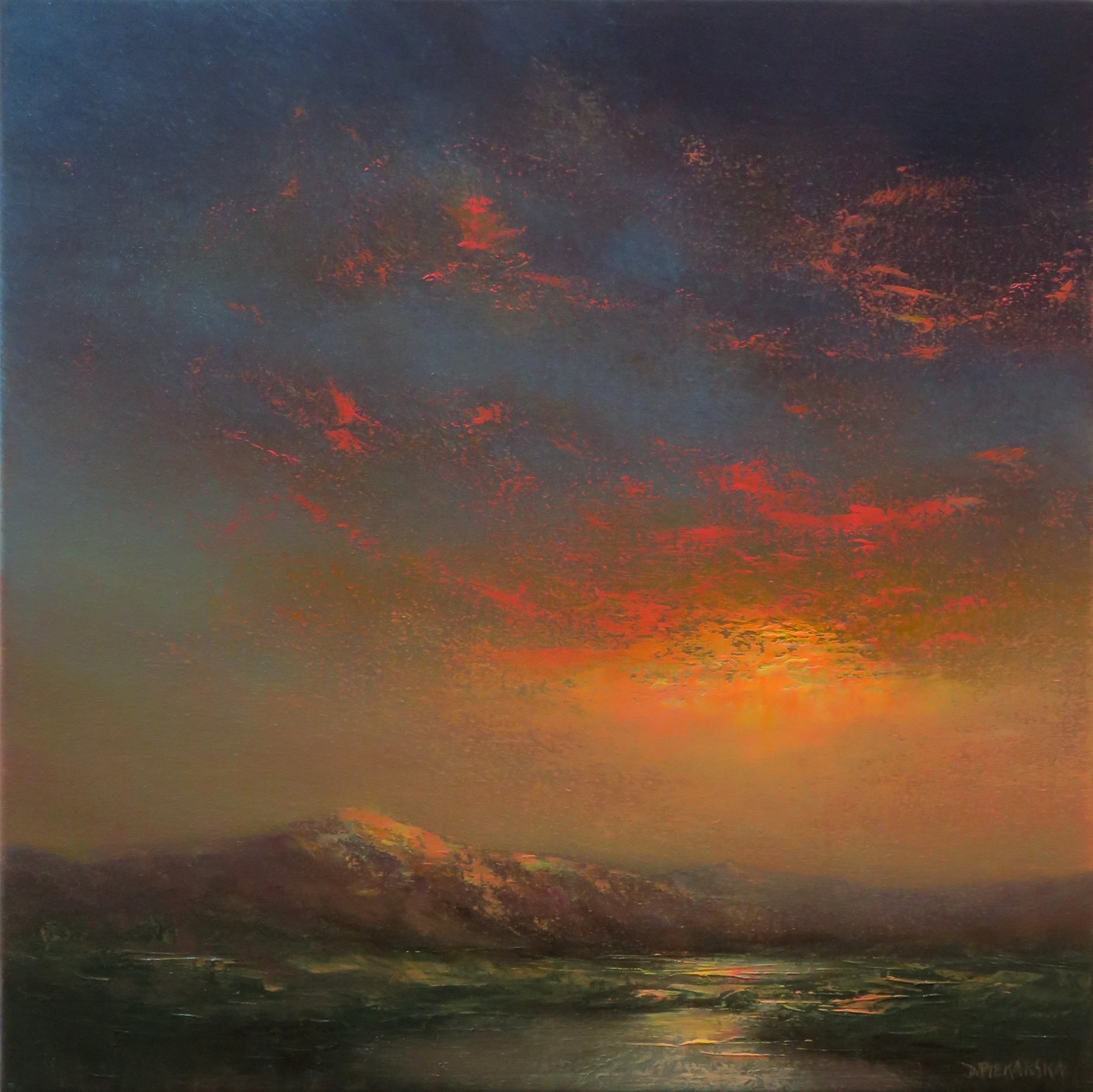 Burning Sky, Kerry, 2026, oil on canvas 40x40cm, €750, available from Greenlane Gallery Dingle