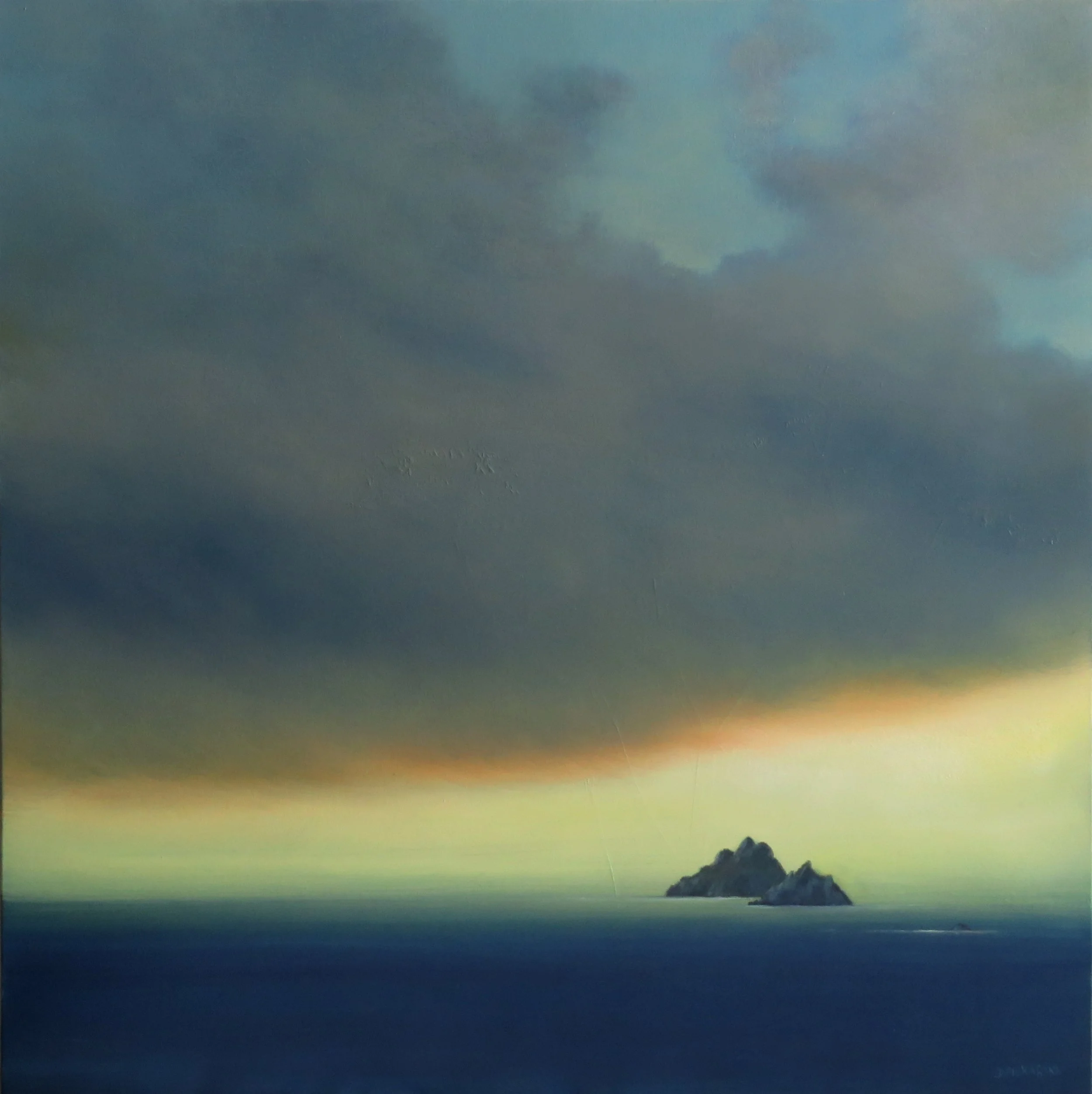 Sky over Skelligs, 2026, 70x70cm, oil on canvas, €1495, available from Greenlane Gallery Dingle