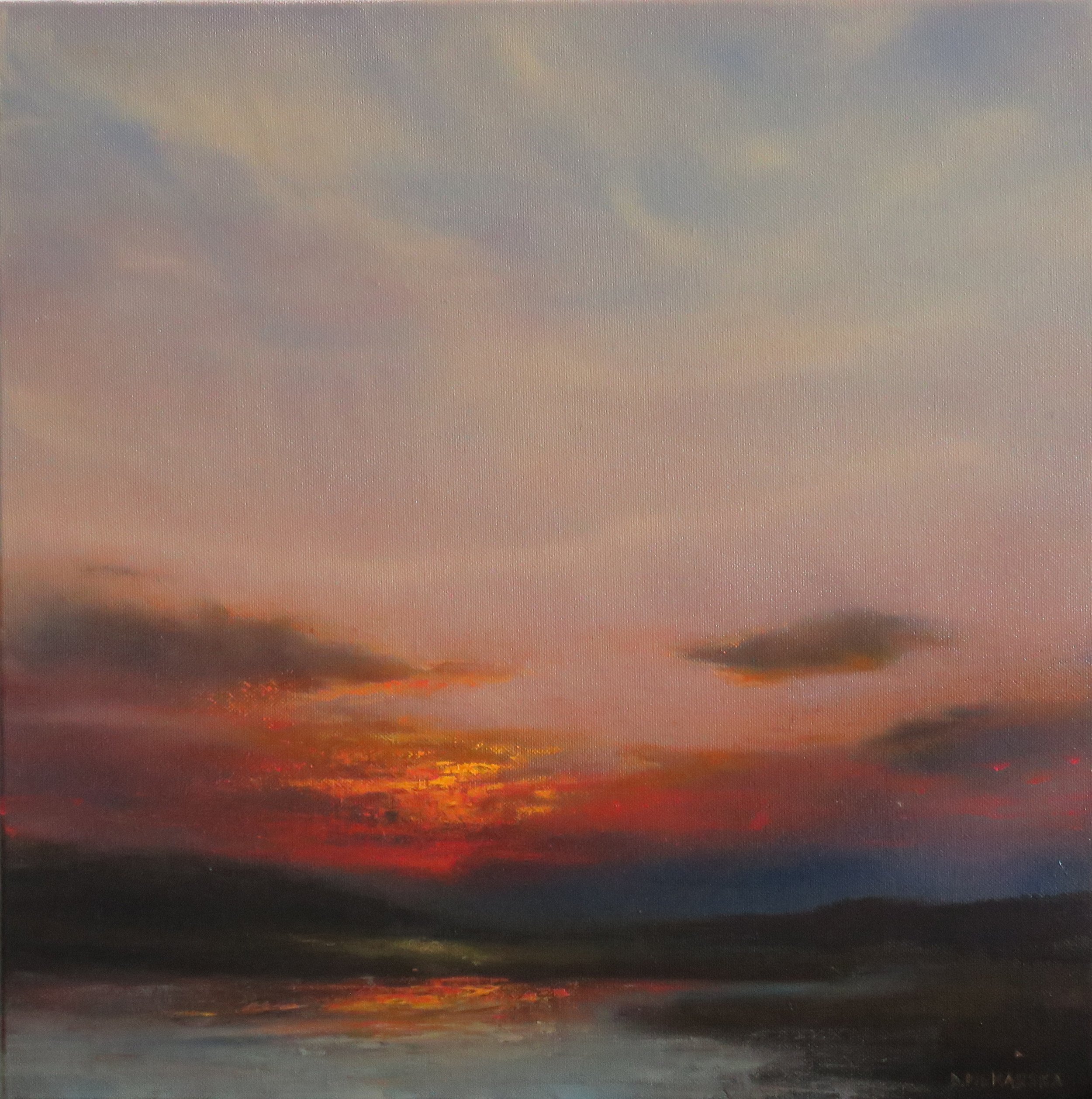 Last Light Over the Wetland, 2025, 40x40cm, oil on canvas