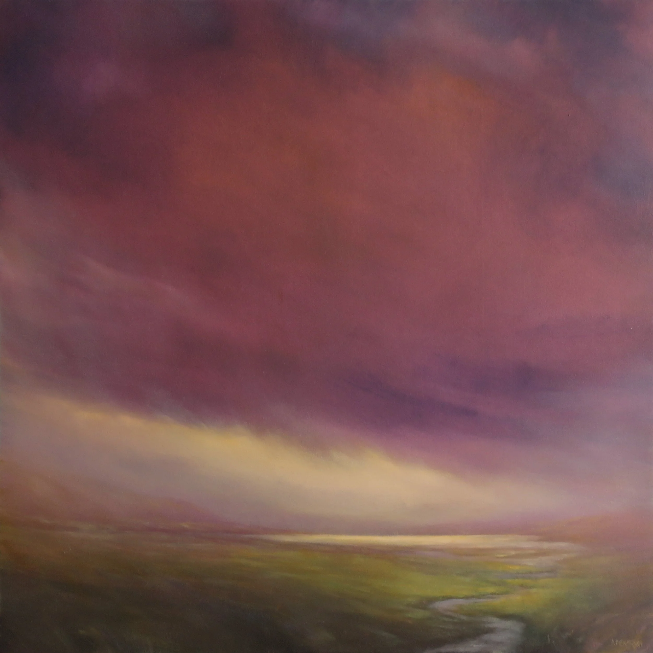 Evening Clouds Over the Lake, 2025, 70x70cm, oil on canvas (private collection)