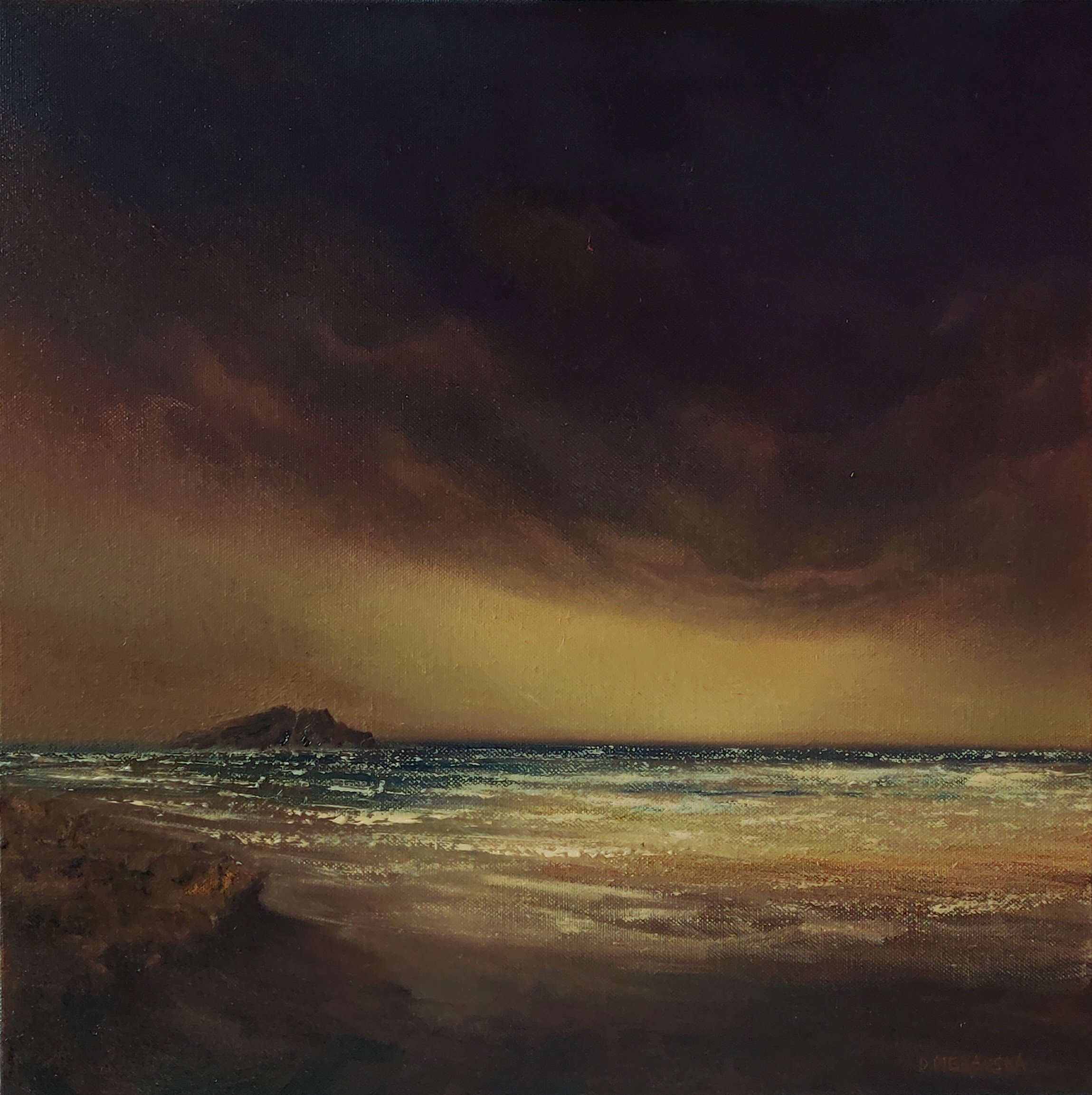 Brooding Sky Over the Beach, 2024, 40x40cm, oil on canvas