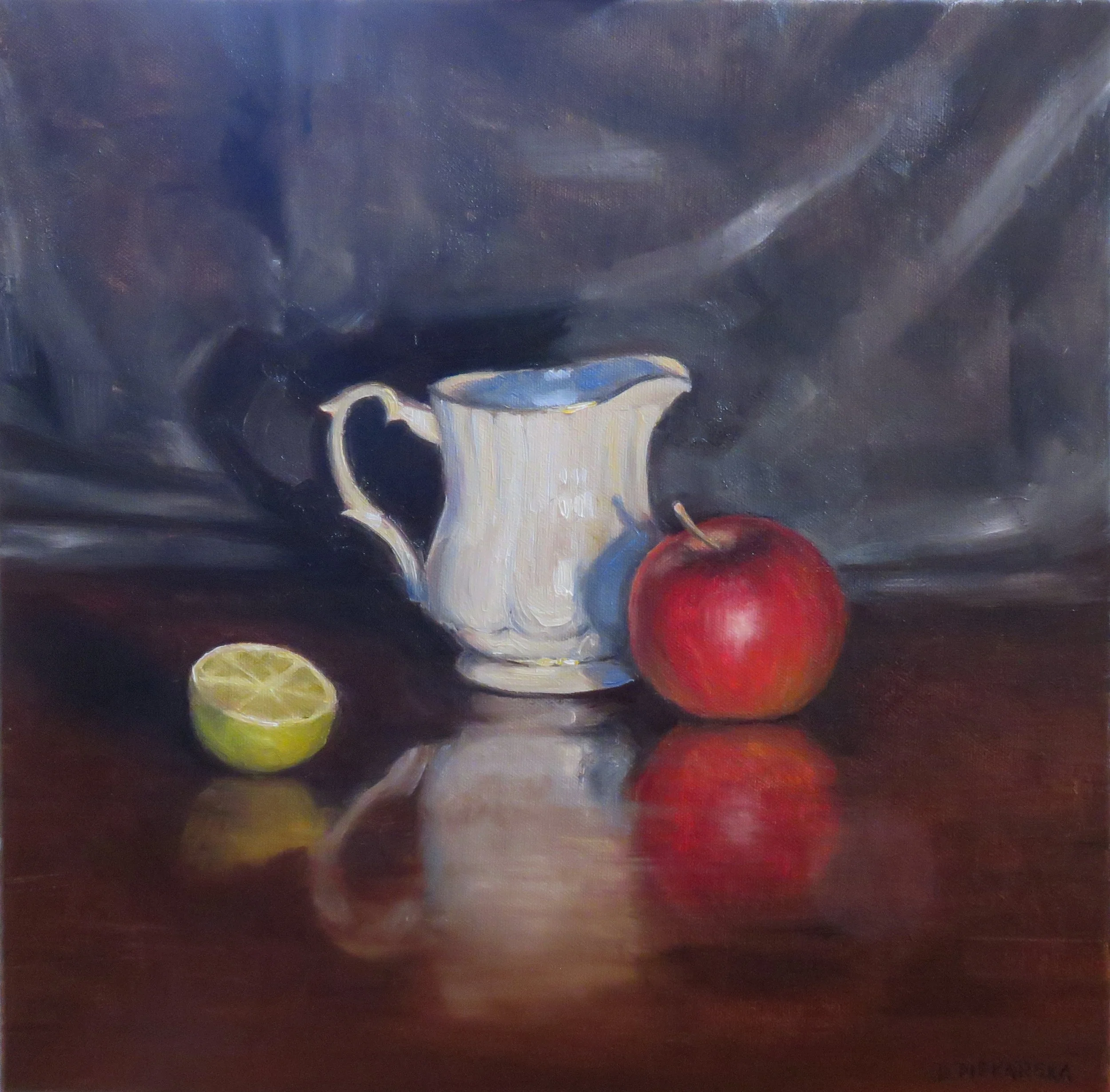Still Life with an Apple, 2023, 40x40cm, oil on canvas (private collection)