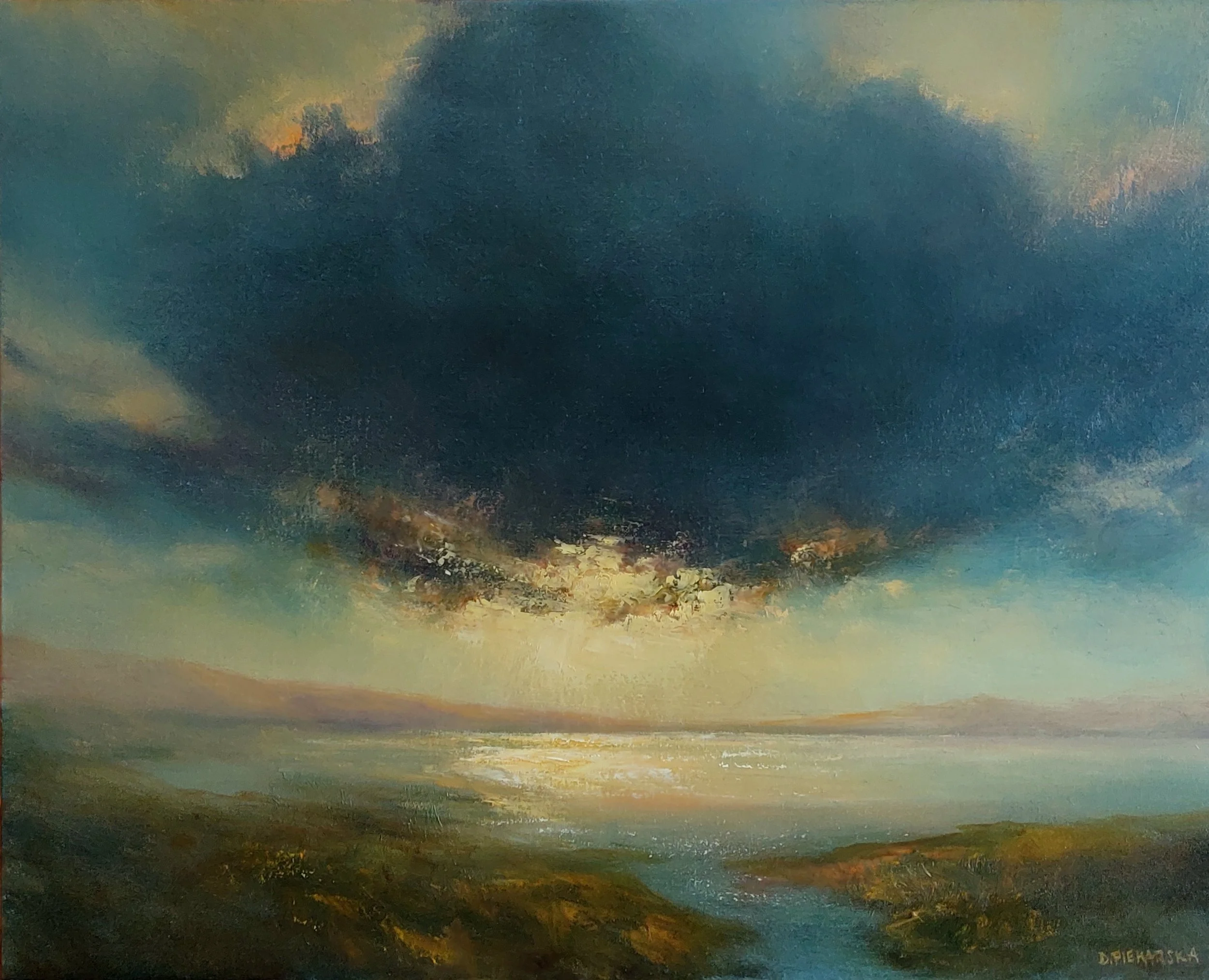 When the Light Breaks, 2025, 40x50cm, oil on canvas. Framed. Price: €850, available from Cill Rialaig Arts Centre.