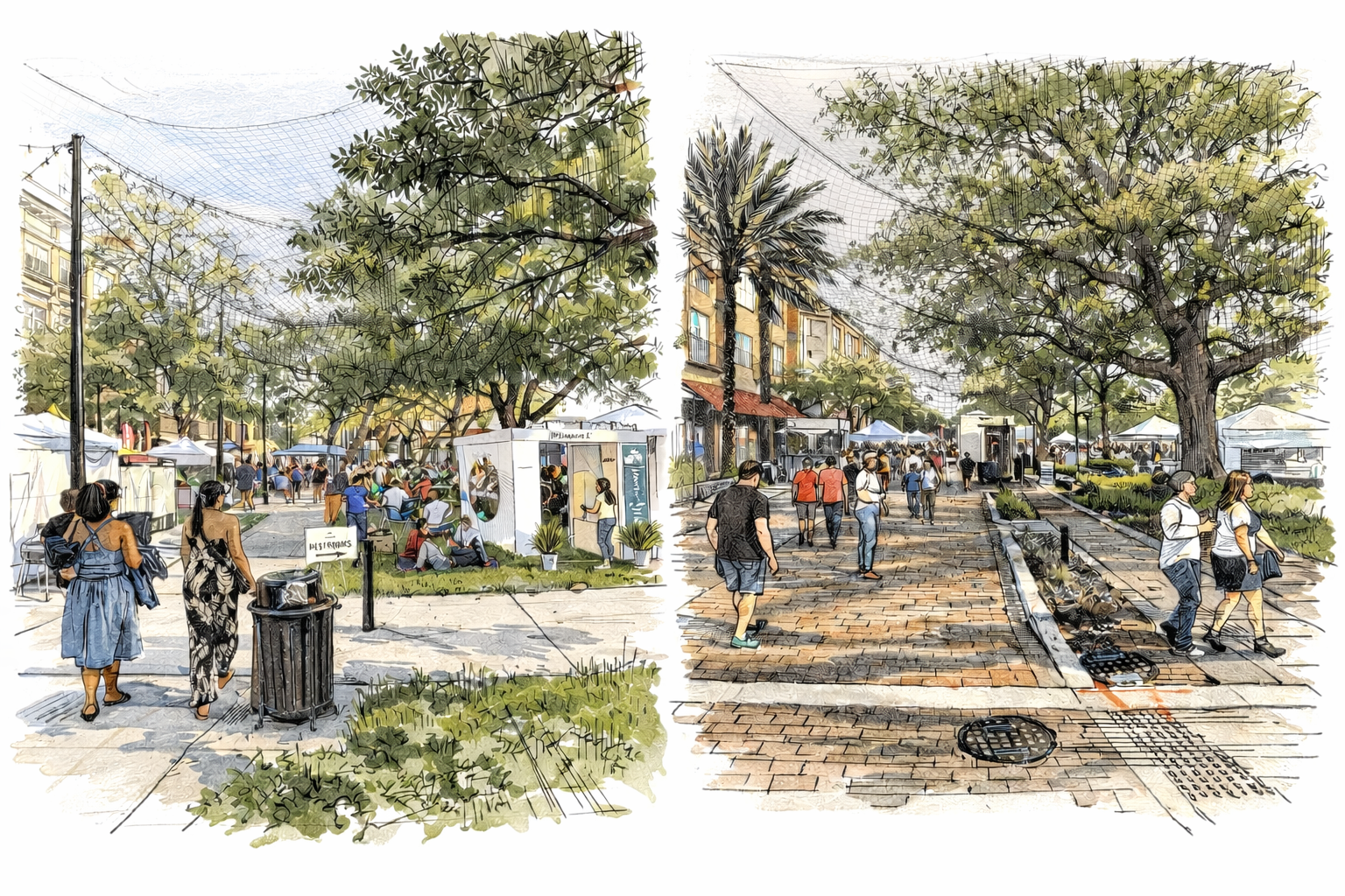 Rendering of CPTED Counter Drone  defense for large gathering