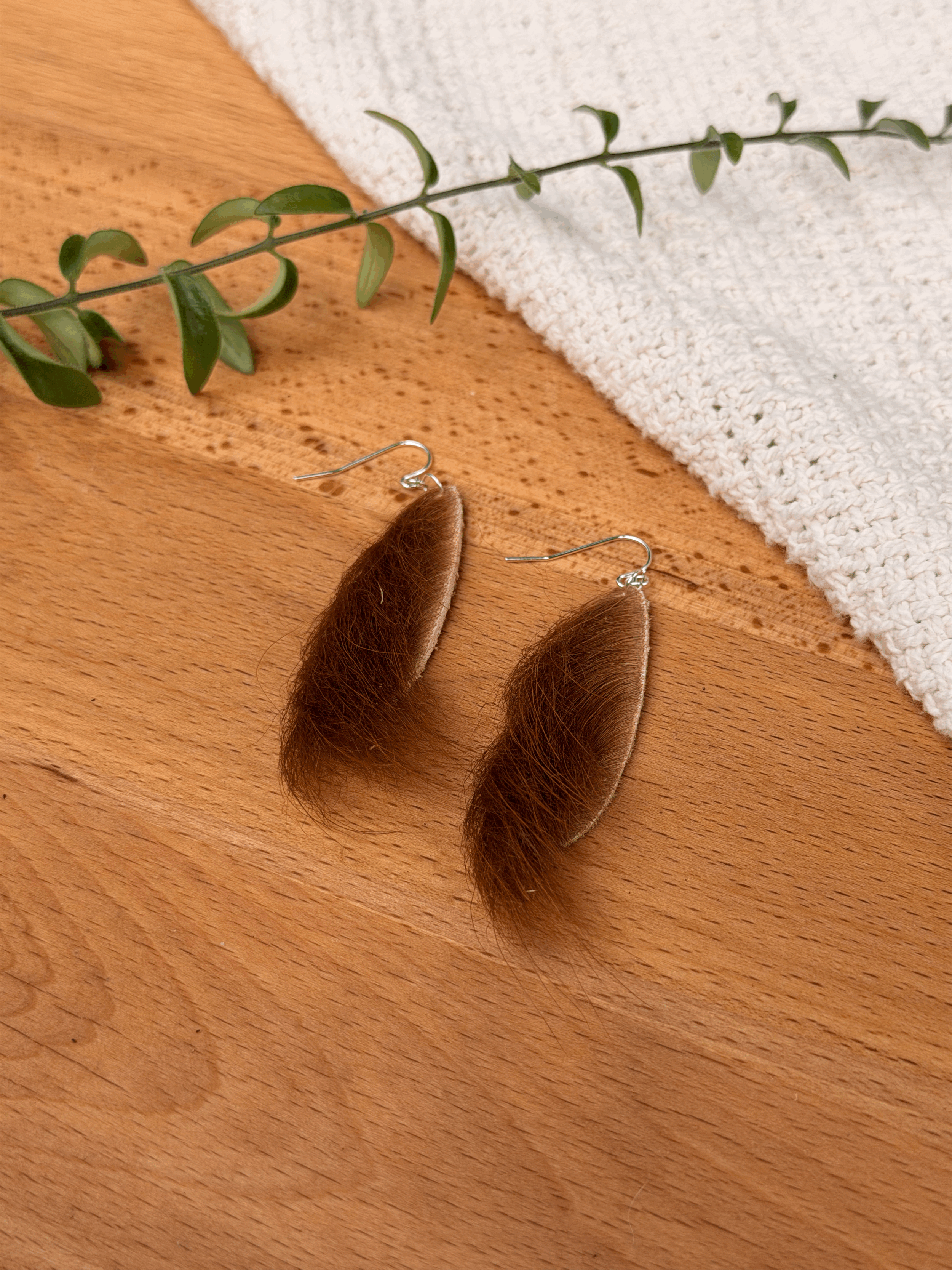 Wispy Teardrop Earrings shown in auburn finish