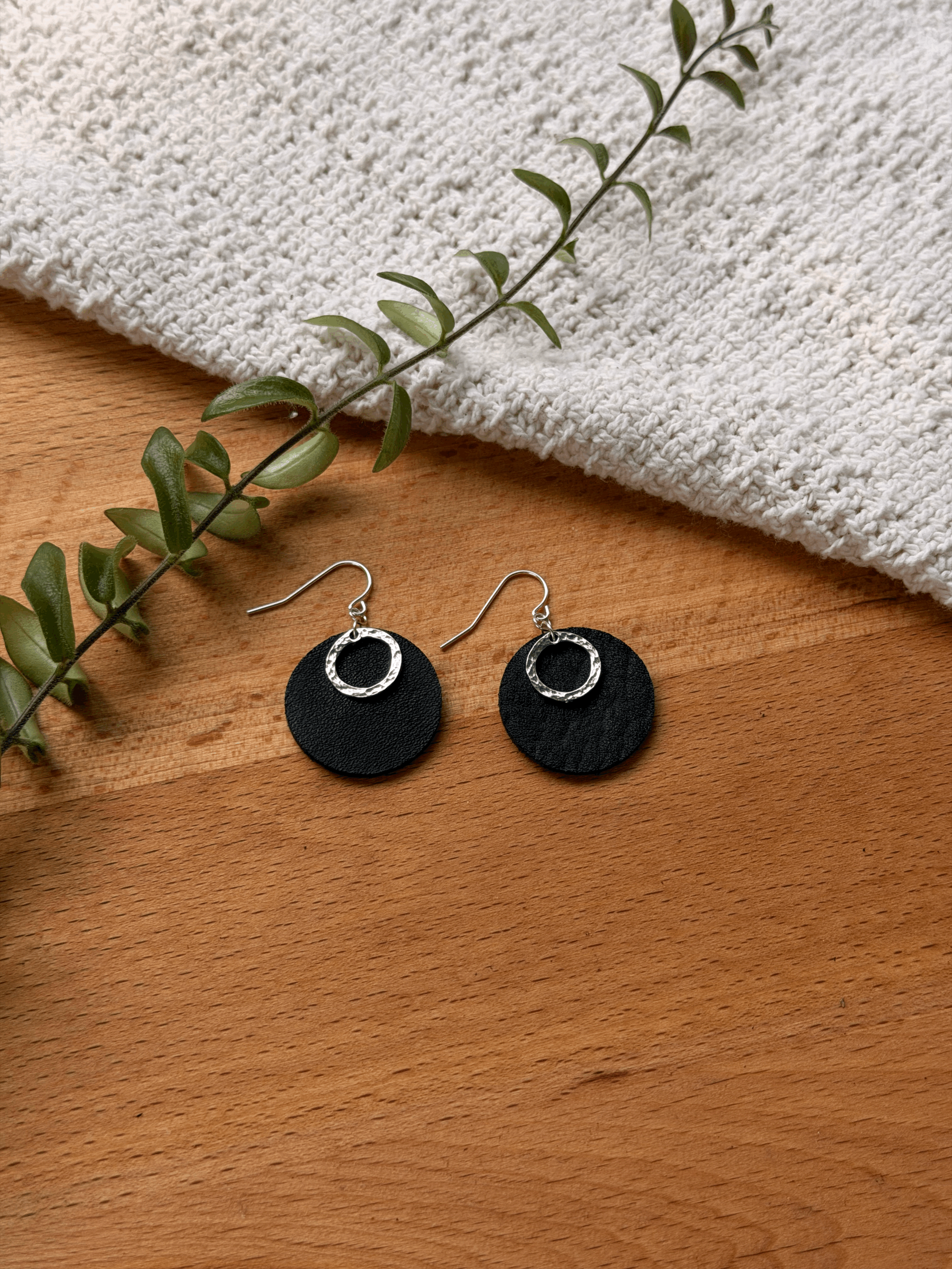 Ring Drop Earrings shown in Iron finish and large size