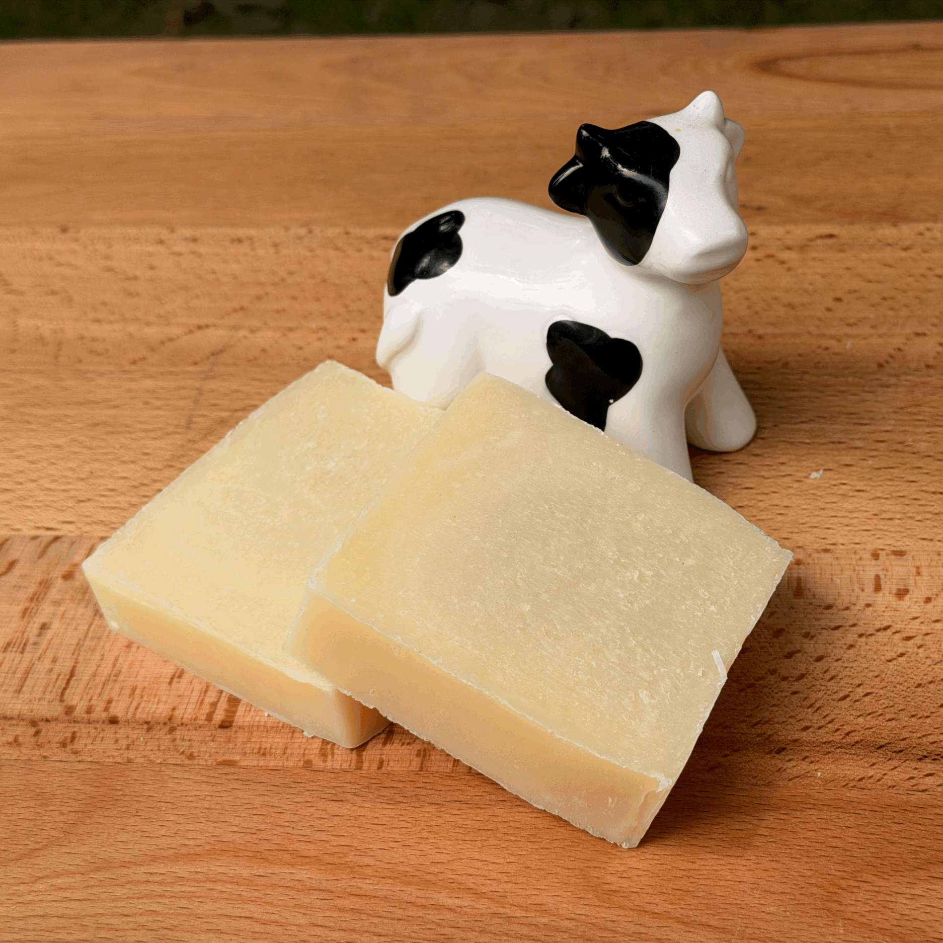 Two unscented Blended Bar soaps made with beef tallow, olive oil, and coconut oil