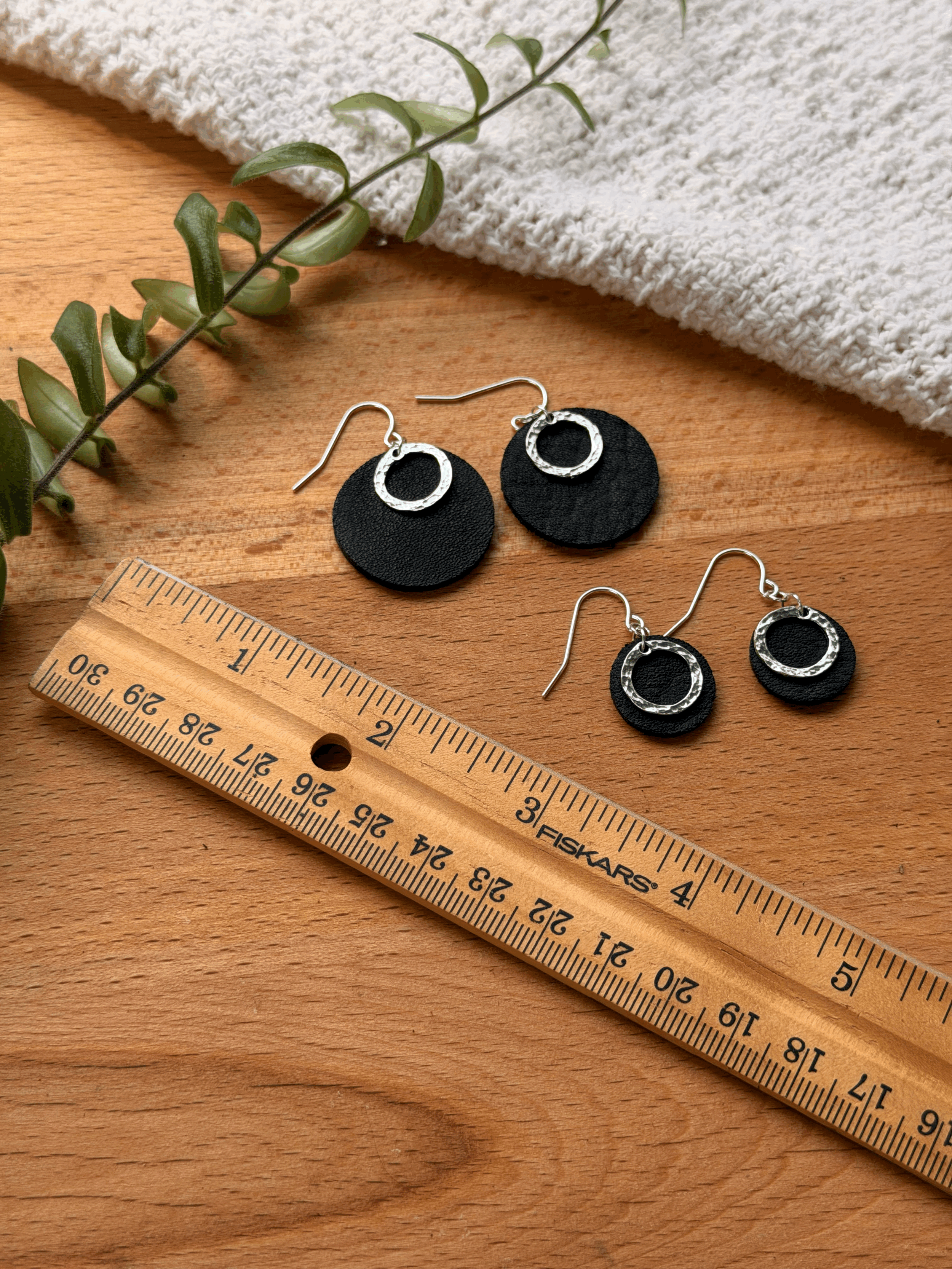 Ring Drop Earrings shown in assorted sizes
