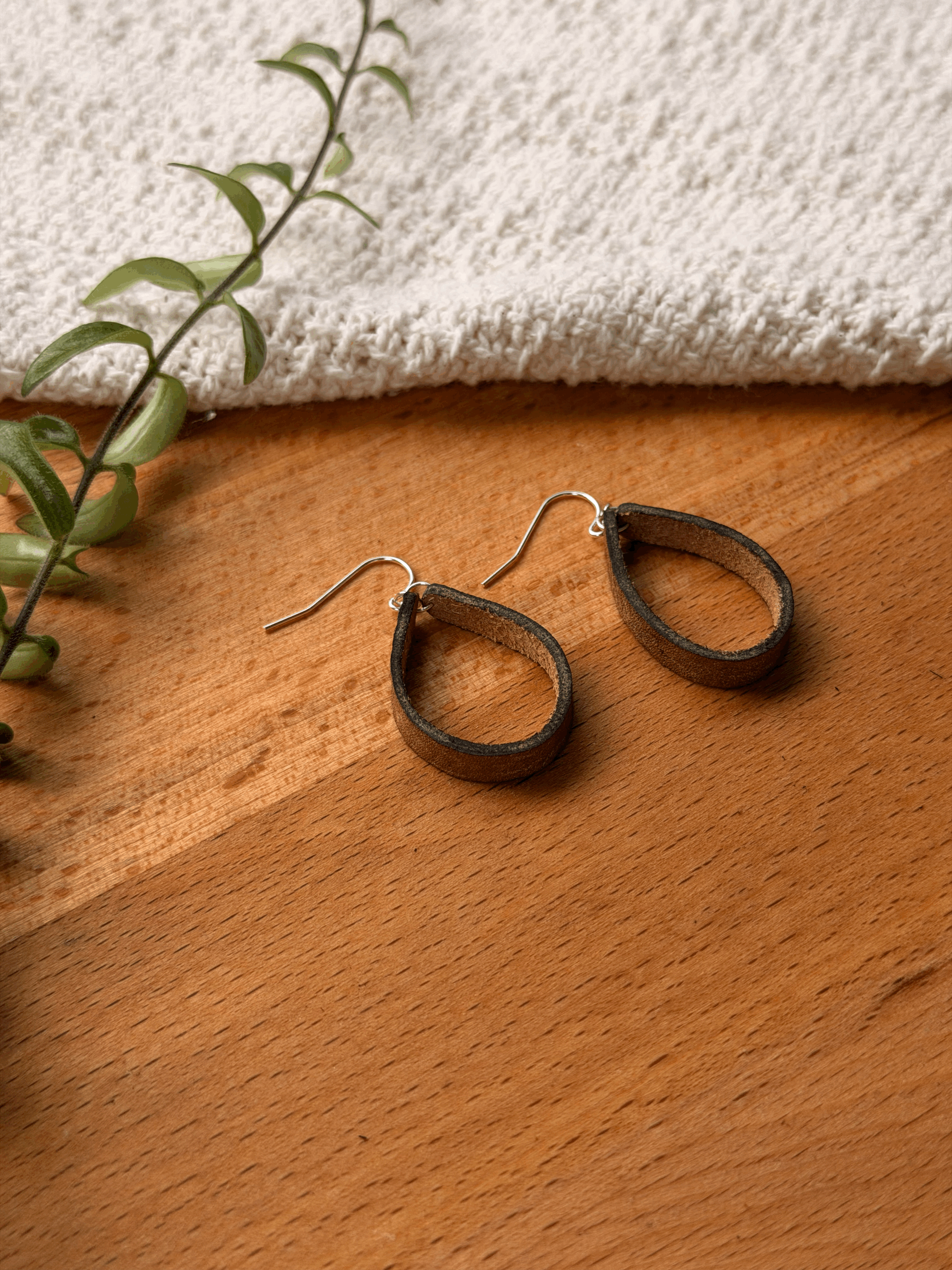 Loop Earrings shown in Oak finish