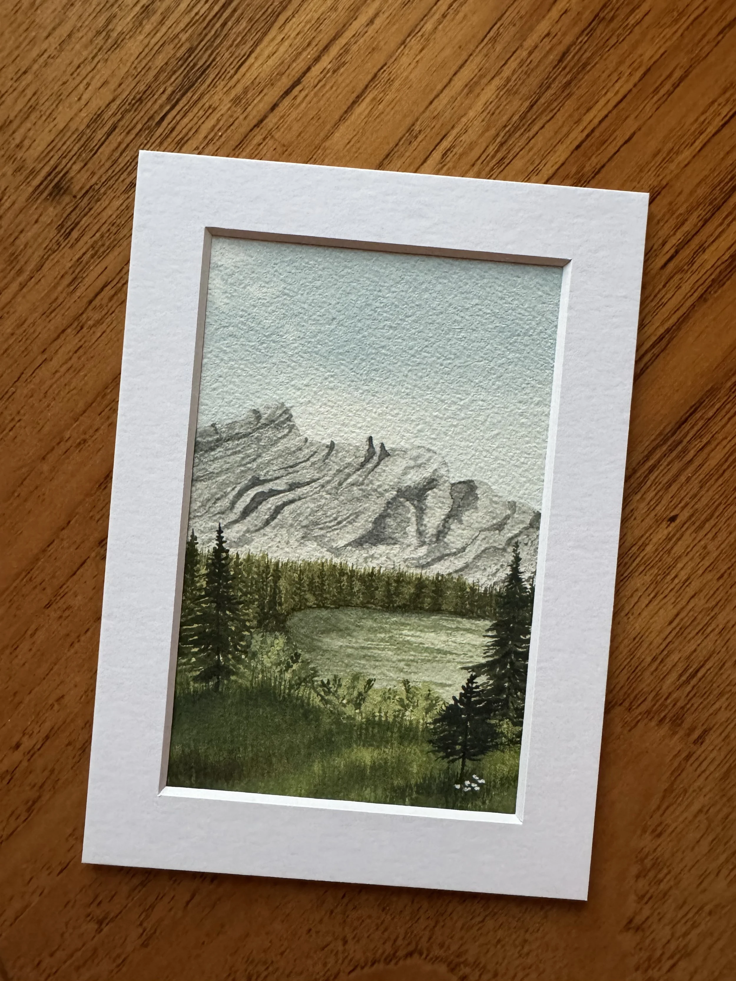 Original Watercolour Landscape Painting of Polski Ogorki Lake in Kananaskis