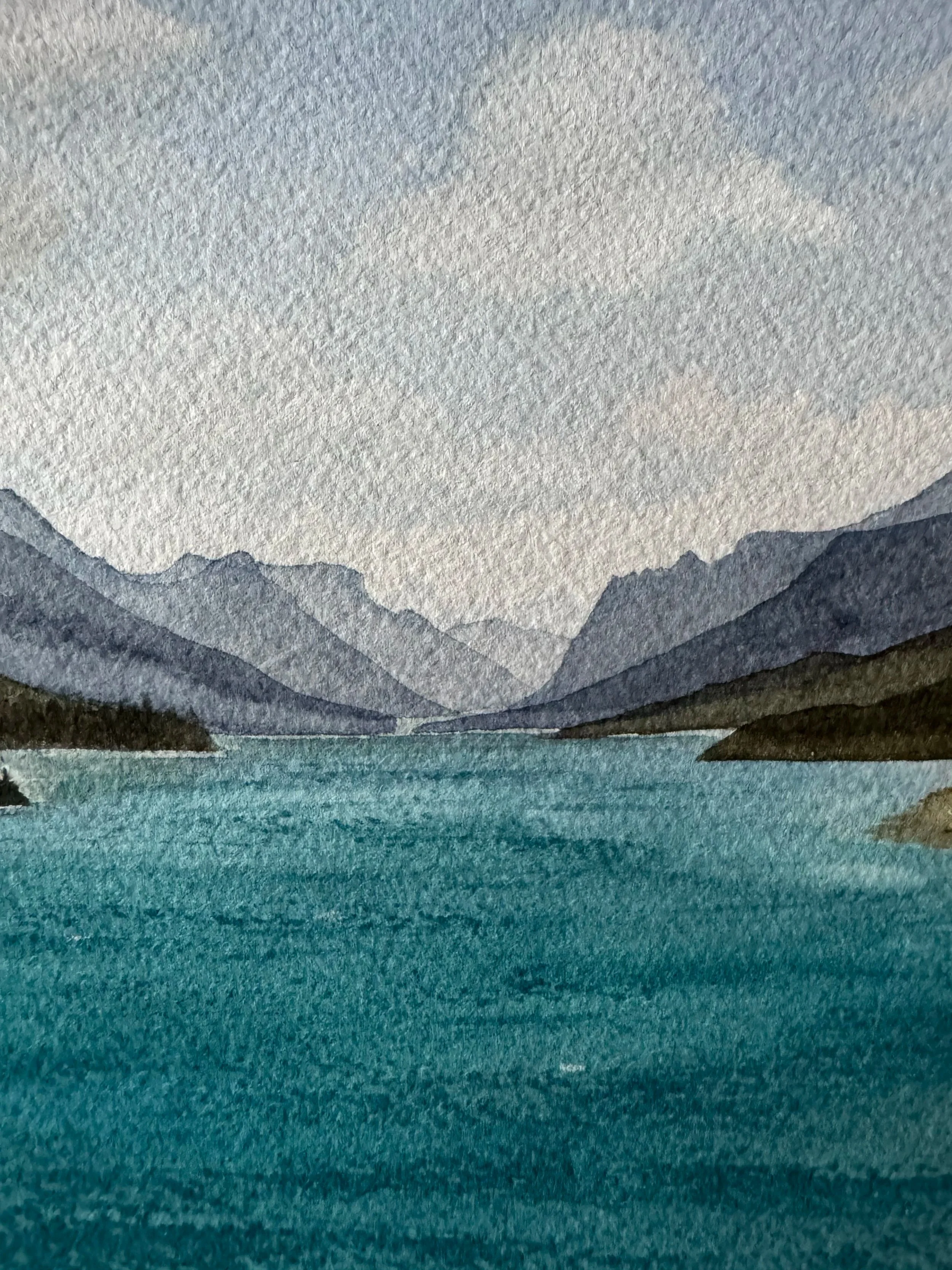 Original Watercolour Landscape painting of Waterton Lakes, Alberta