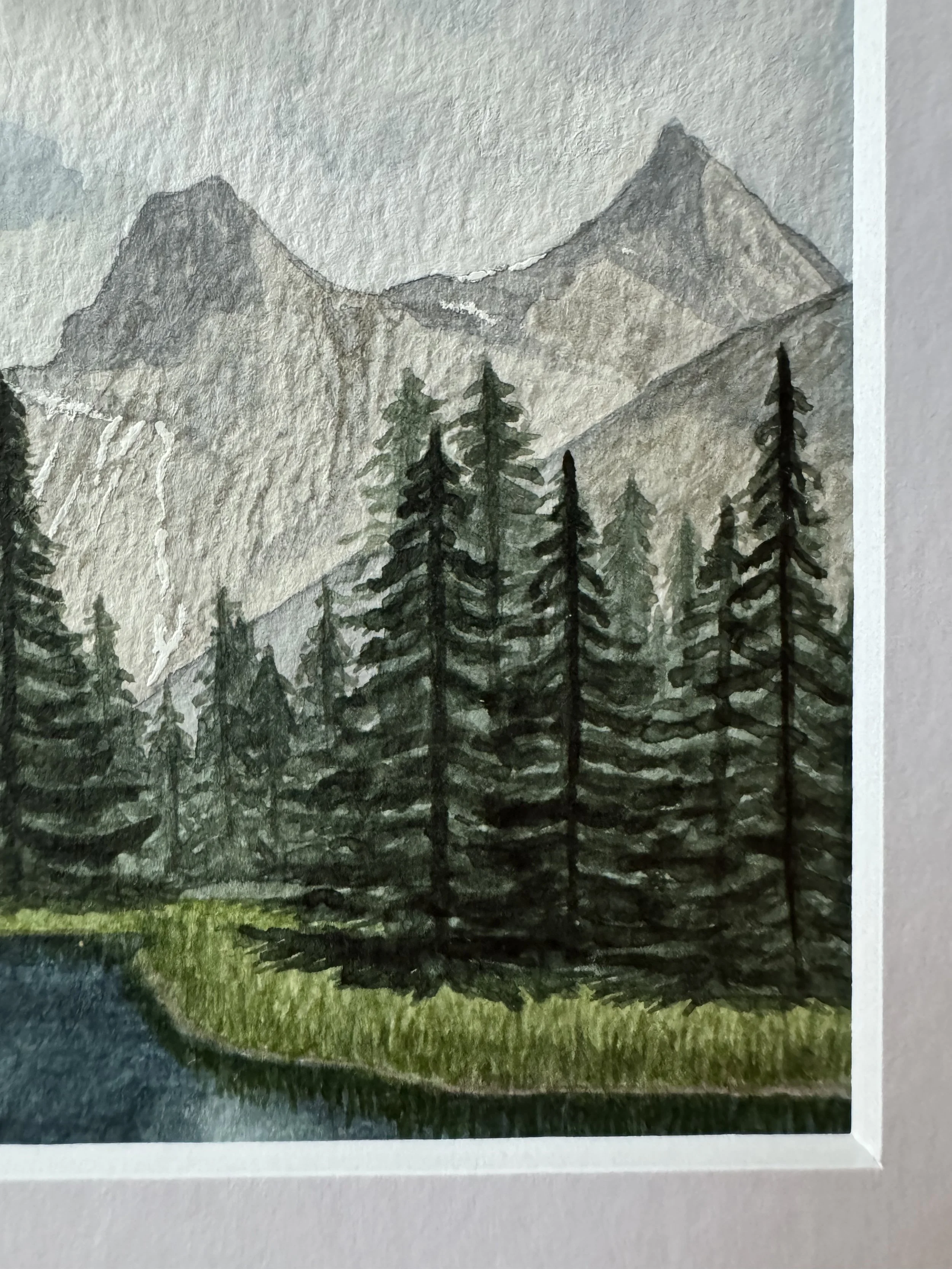Original Watercolour Landscape Painting of the Three Sisters in Canmore