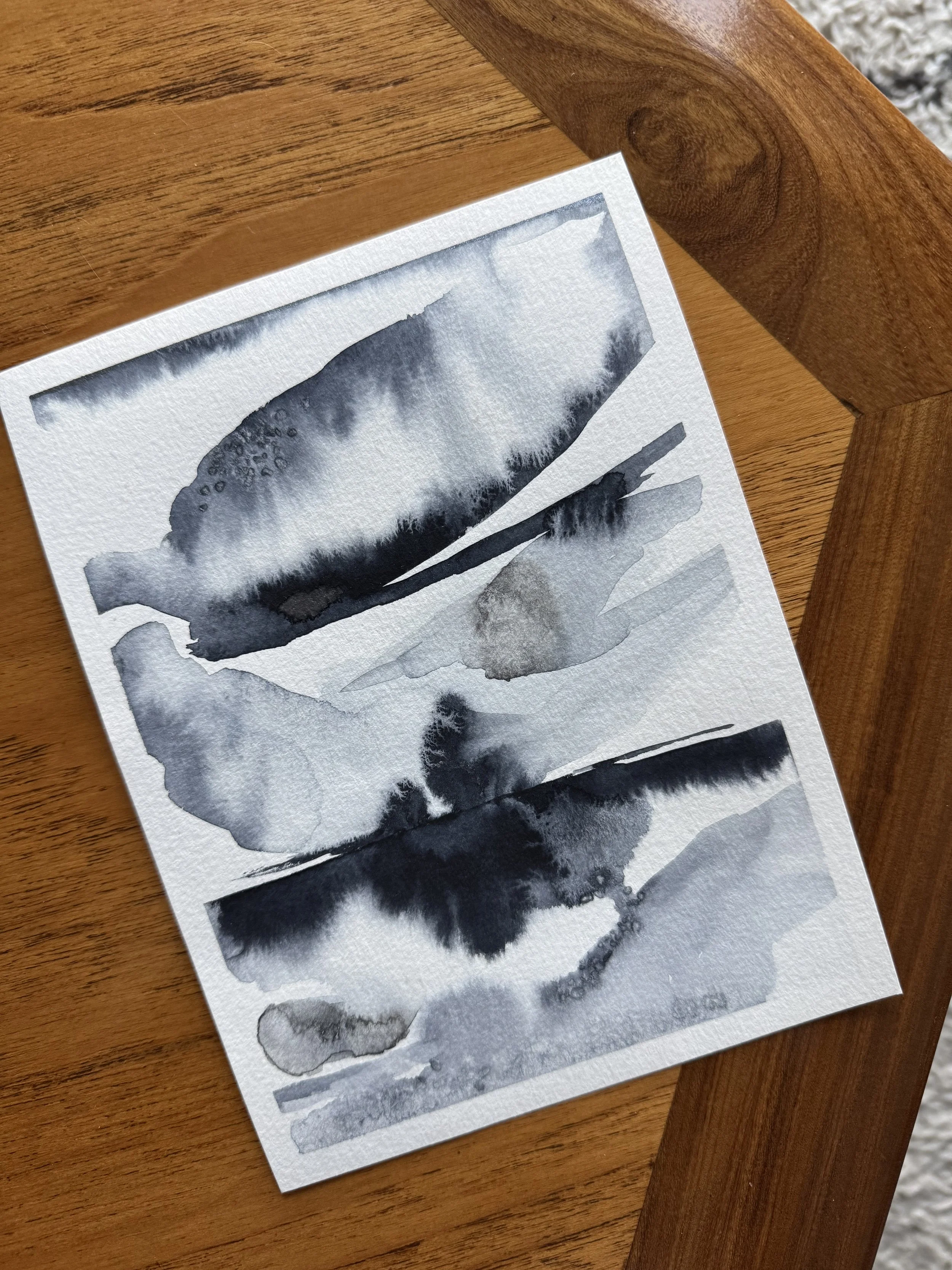 Original Watercolour Abstract Painting in Black Colour