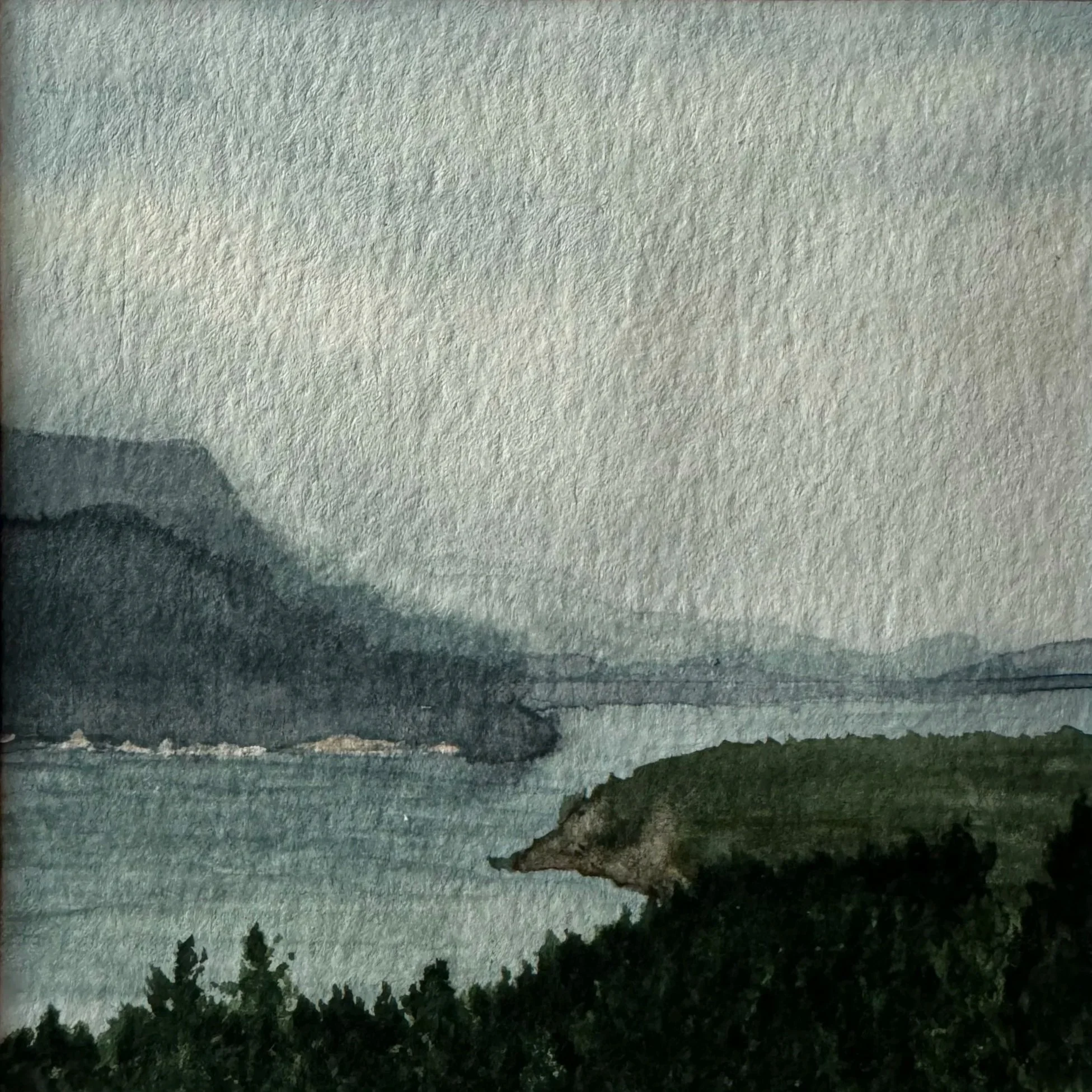 Original Watercolour Landscape Painting of a Columbia Lake, British Columbia