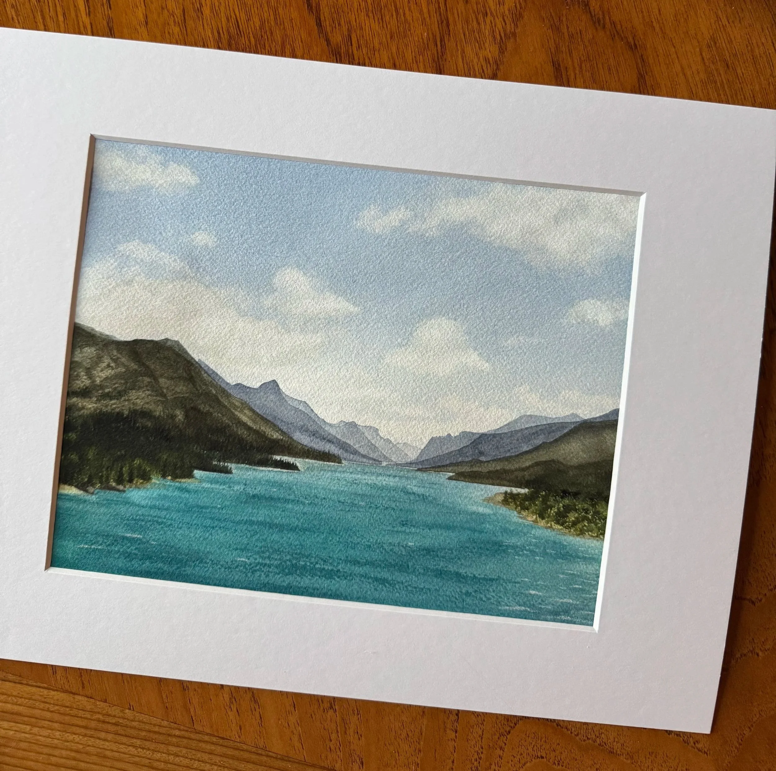Original Watercolour Landscape painting of Waterton Lakes, Alberta