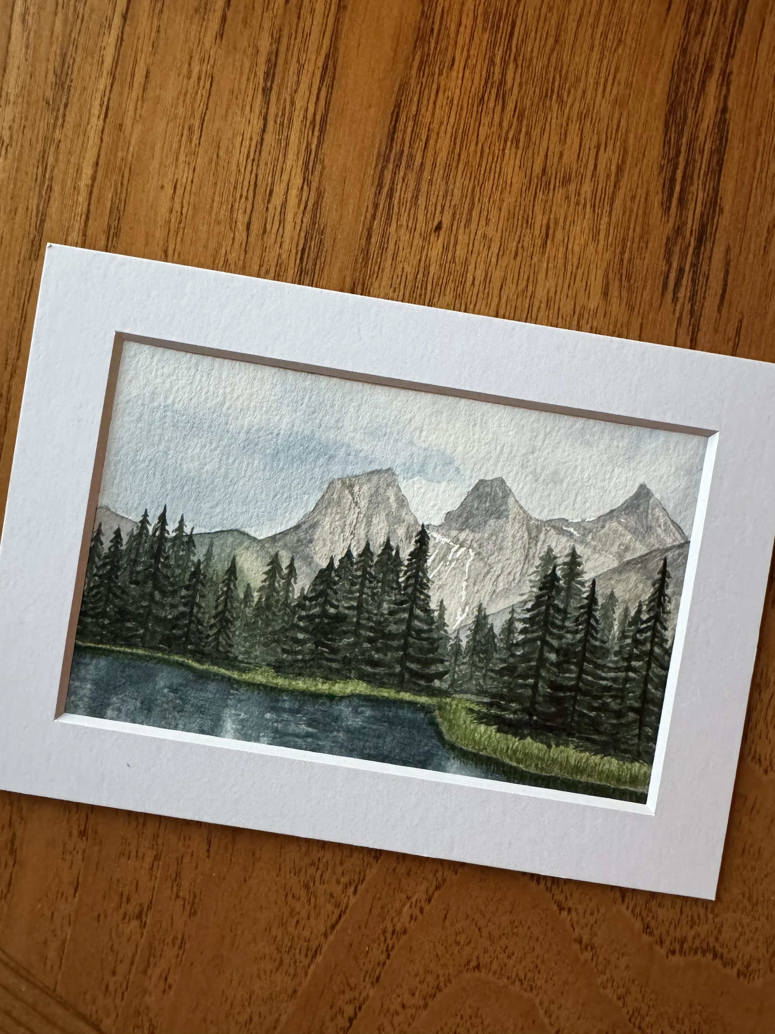 Original Watercolour Landscape Painting of the Three Sisters in Canmore
