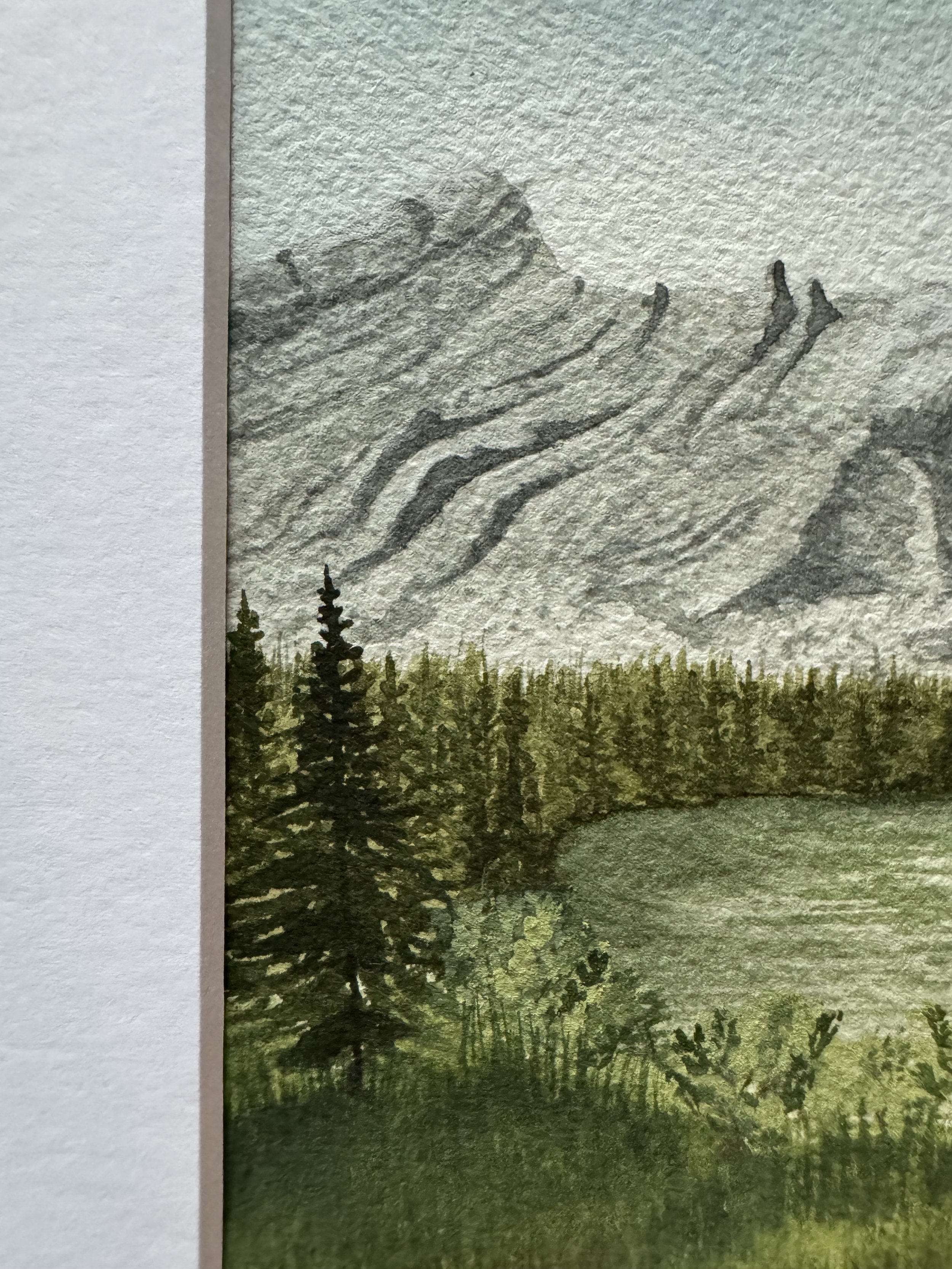 Original Watercolour Landscape Painting of Polski Ogorki Lake in Kananaskis