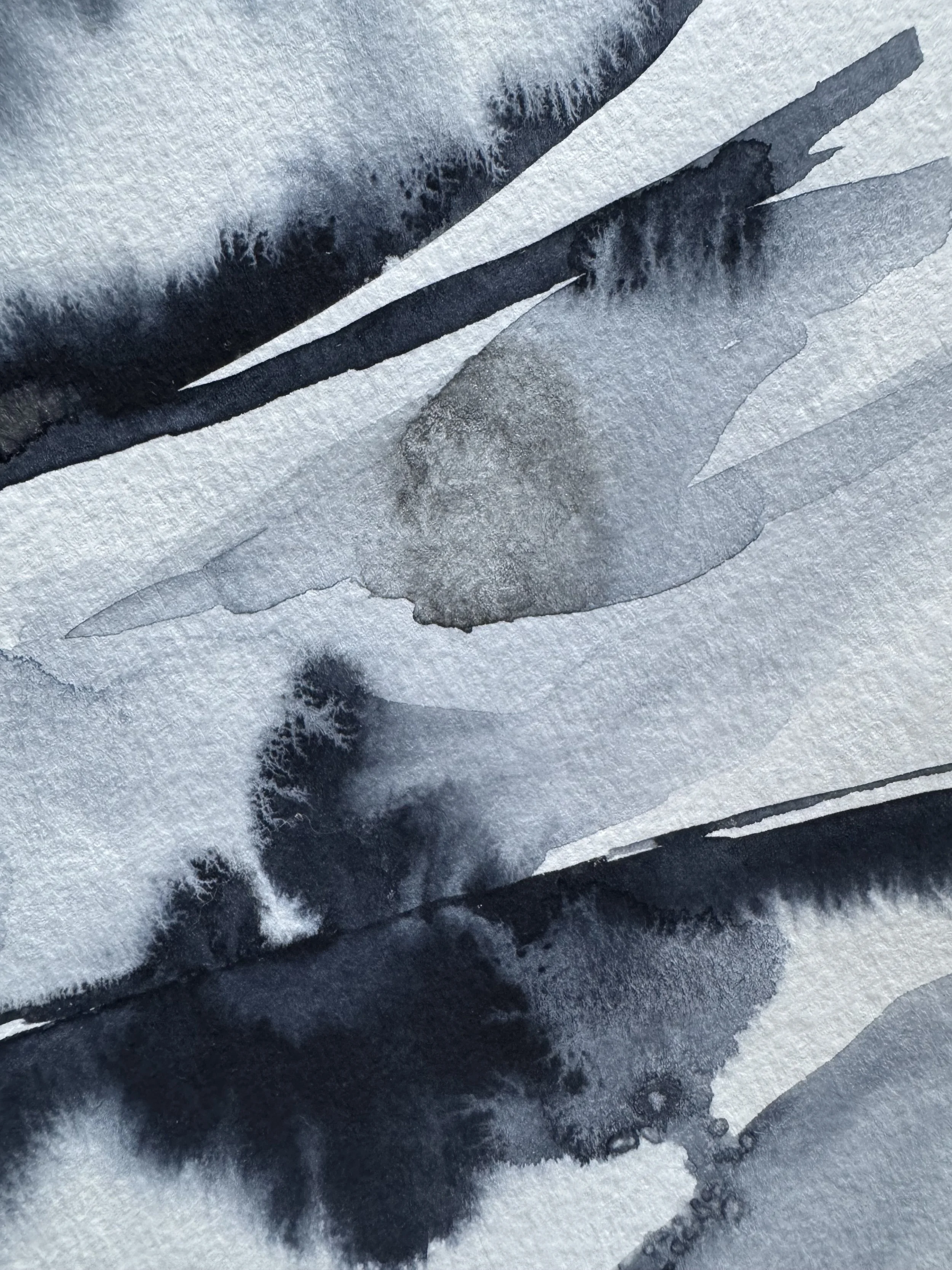 Original Watercolour Abstract Painting in Black Colour