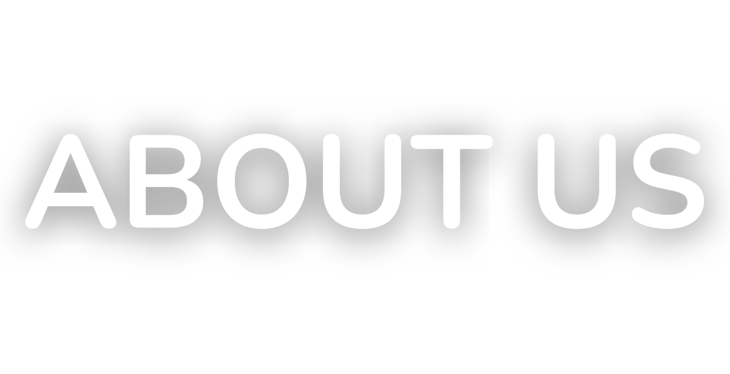 Black background with the word 'ABOUT US' written in white capital letters.