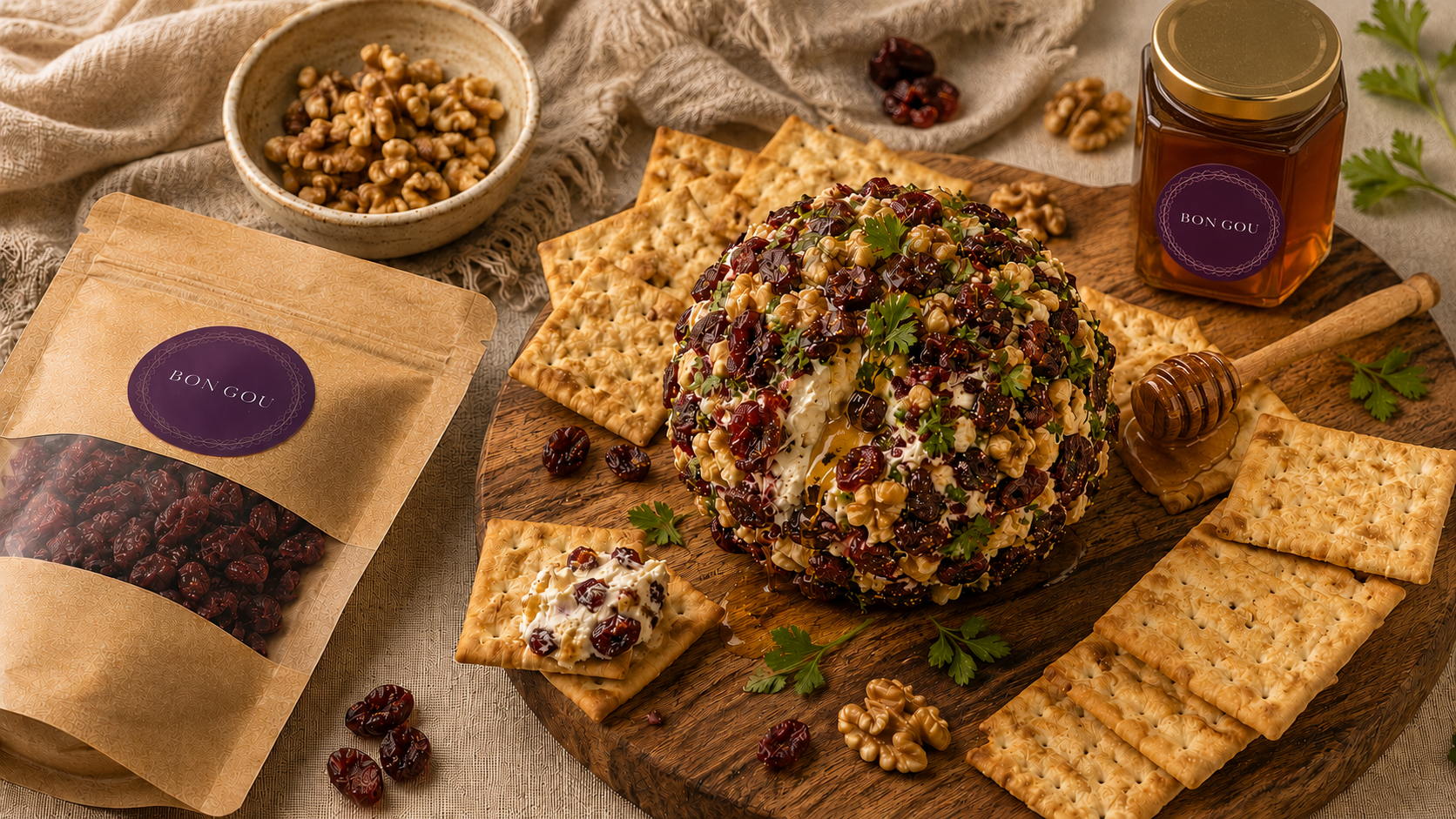 Bola de queso crema con arándanos