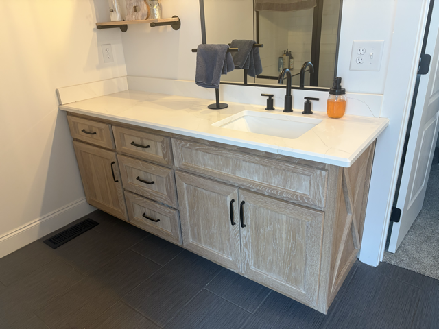 solid white oak vanity.  Custom built in Gibsonville NC near Greensboro NC