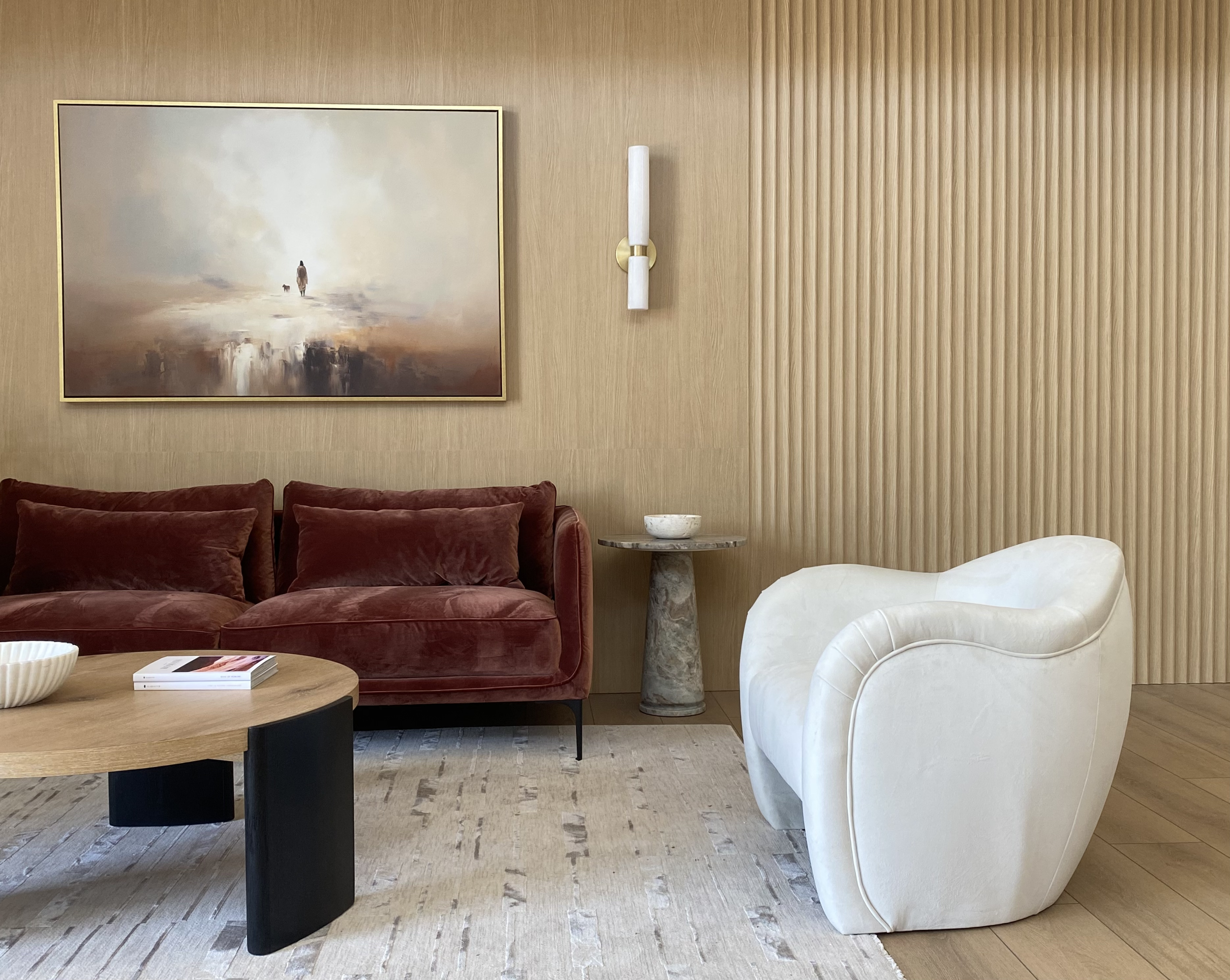 custom white oak paneling installation