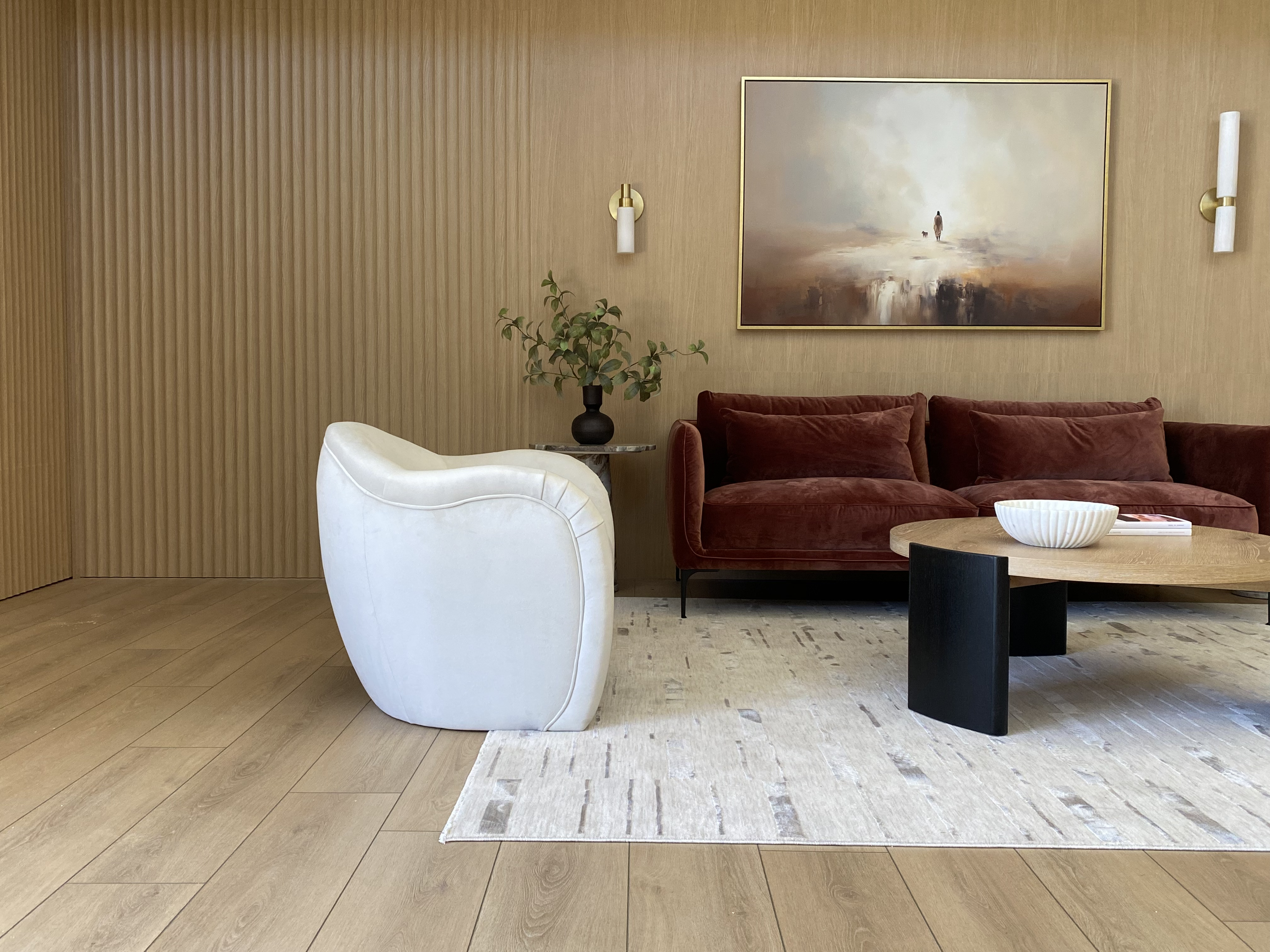 custom white oak paneling installation