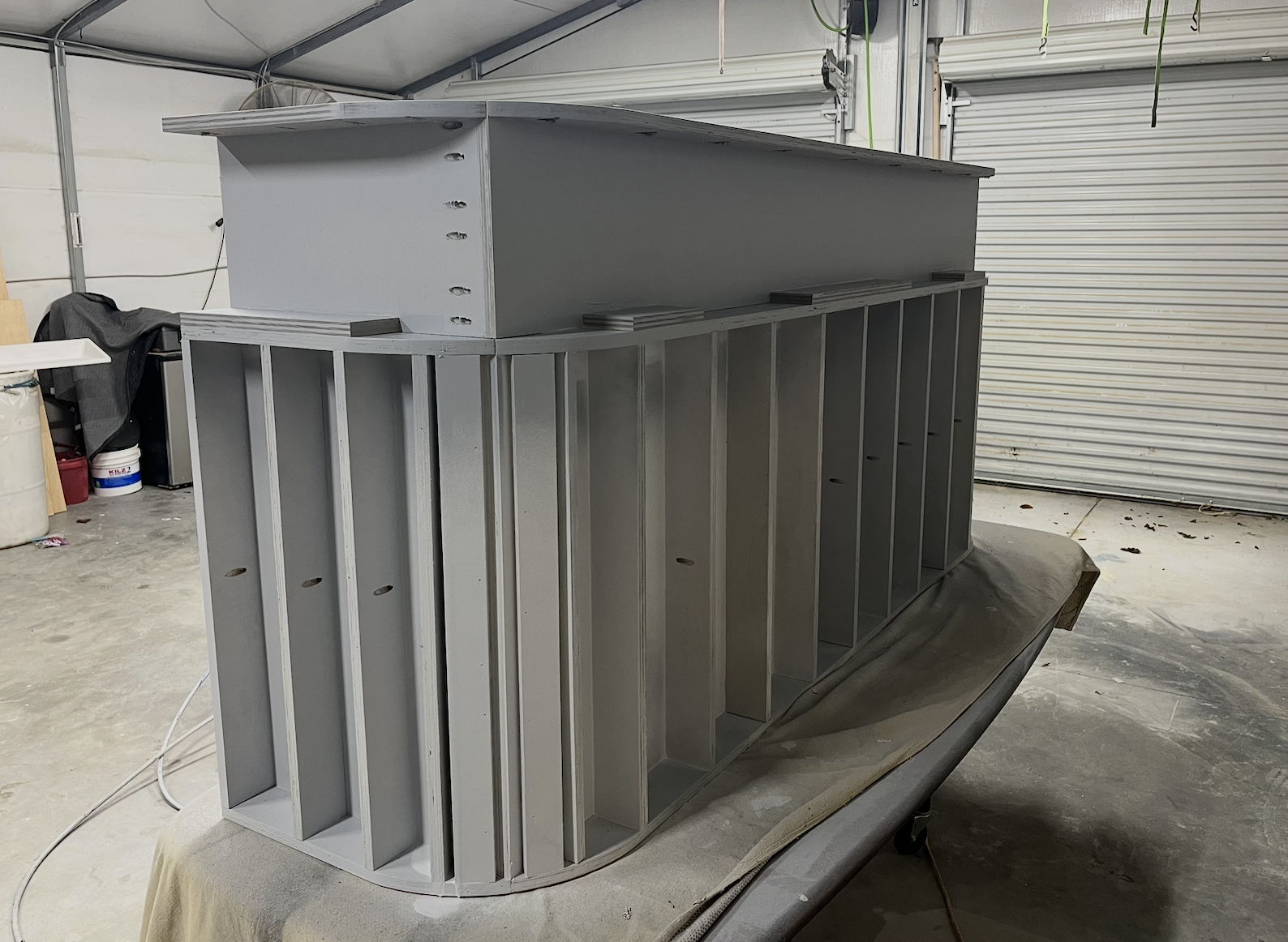 in progress wooden desk