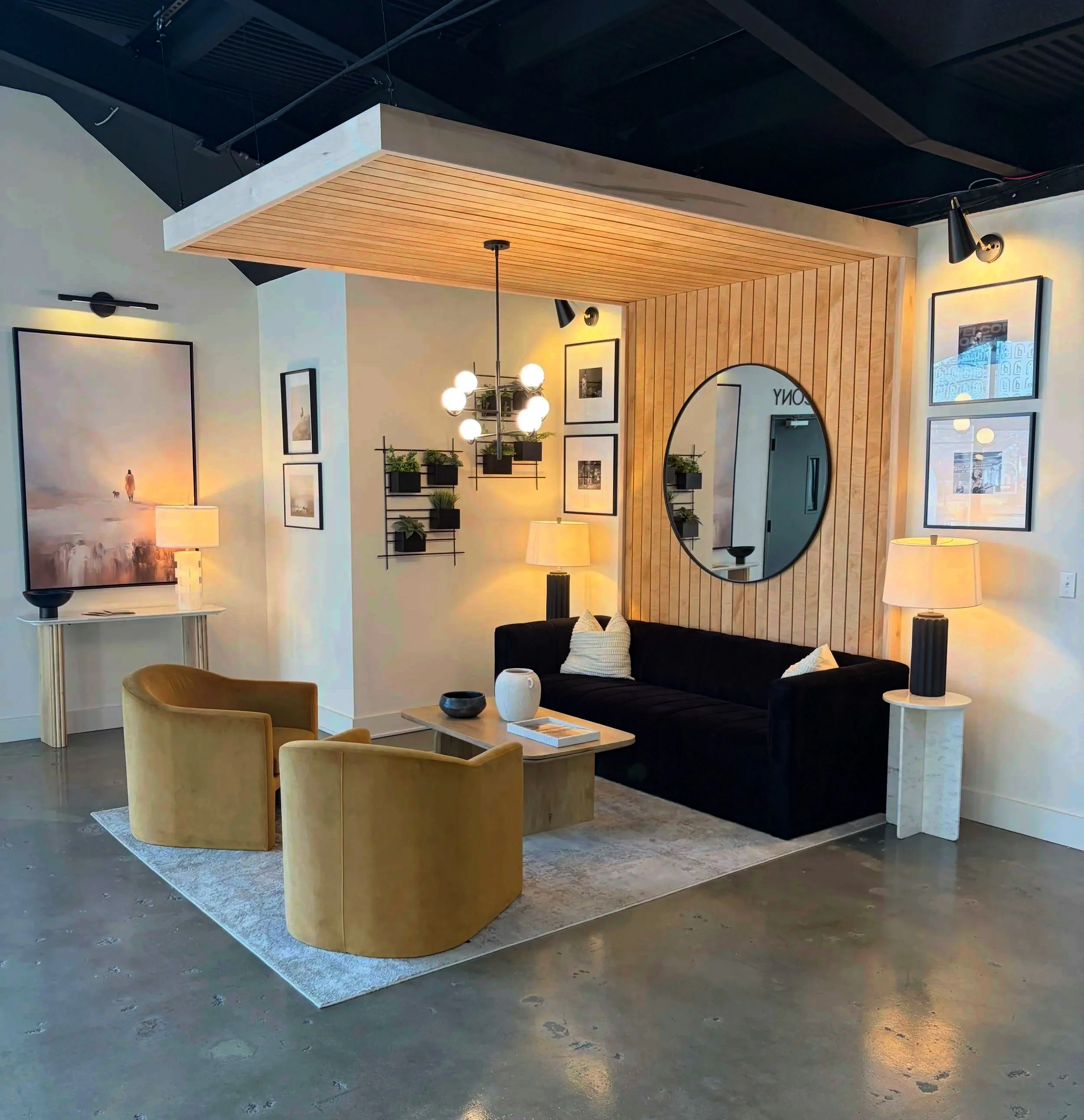 Custom wooden panels / bulkheads installed in a commercial lobby