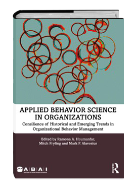 Book cover titled 'Applied Behavior Science in Organizations' with a background of various colorful circles.